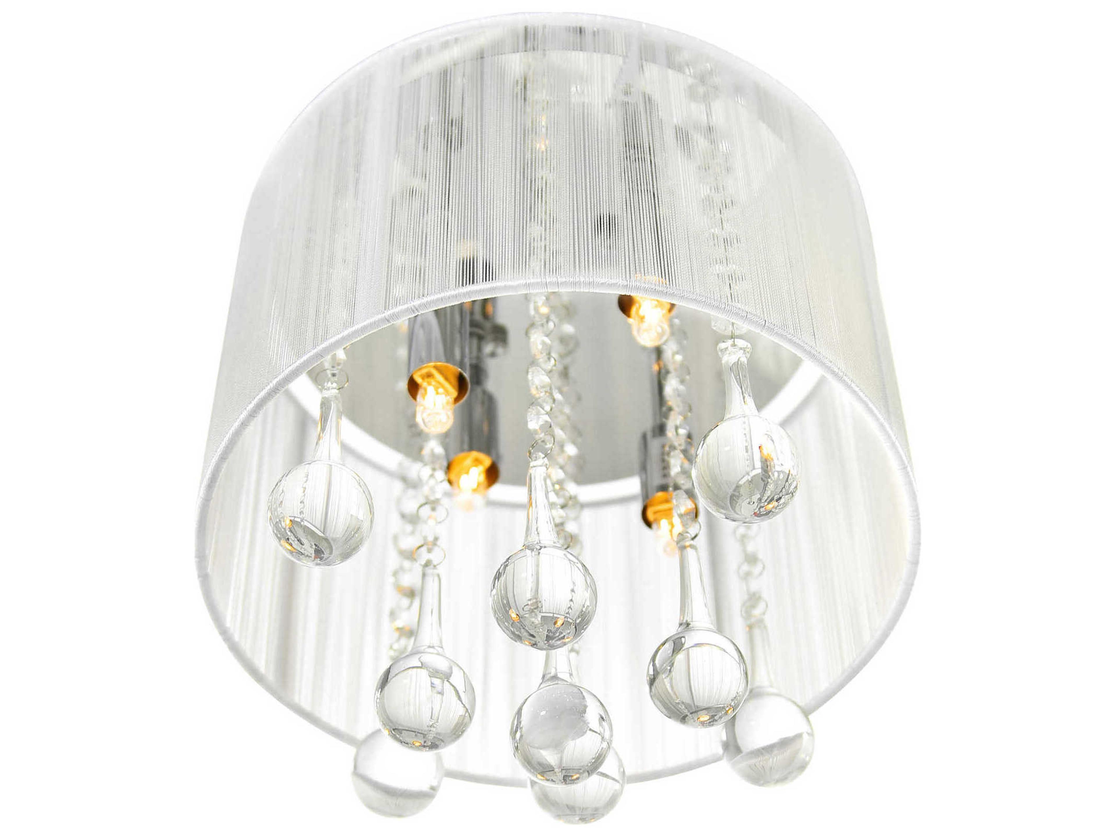 CWI Lighting Water Drop 4-Light Chrome Drum Flush Mount