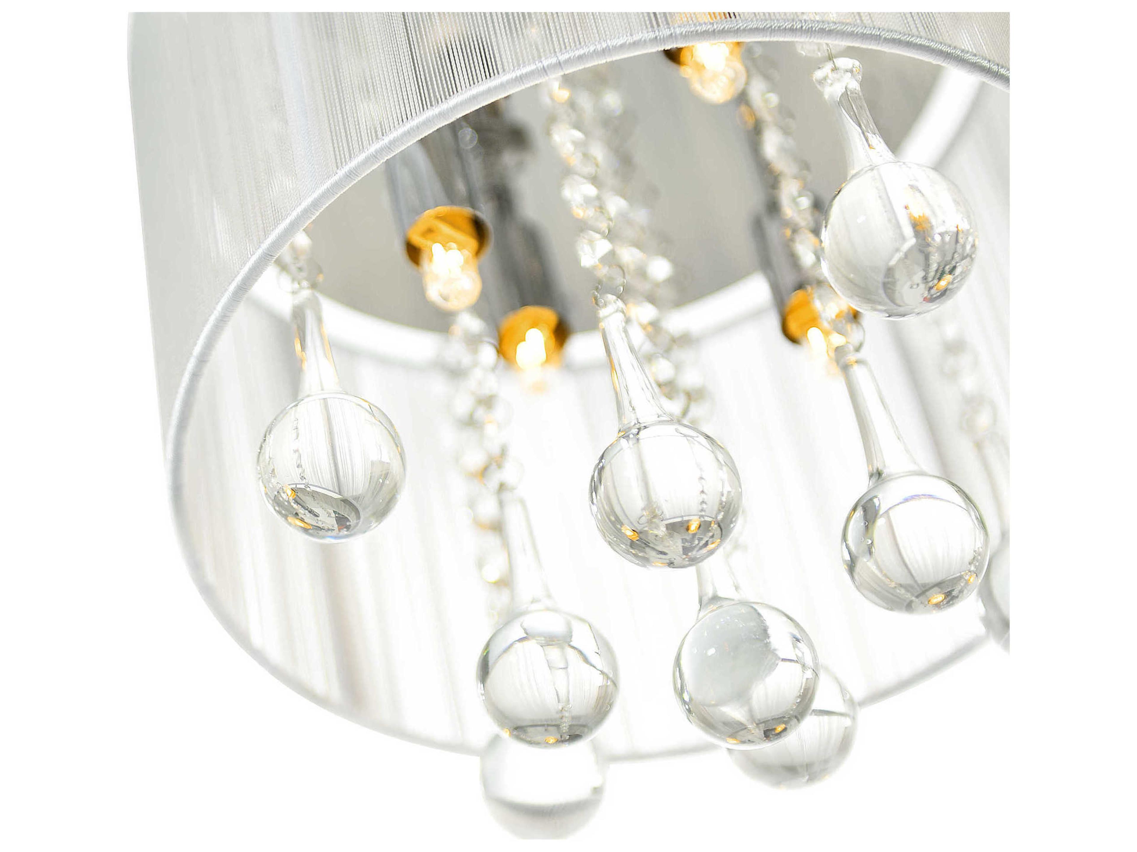 CWI Lighting Water Drop 4-Light Chrome Drum Flush Mount