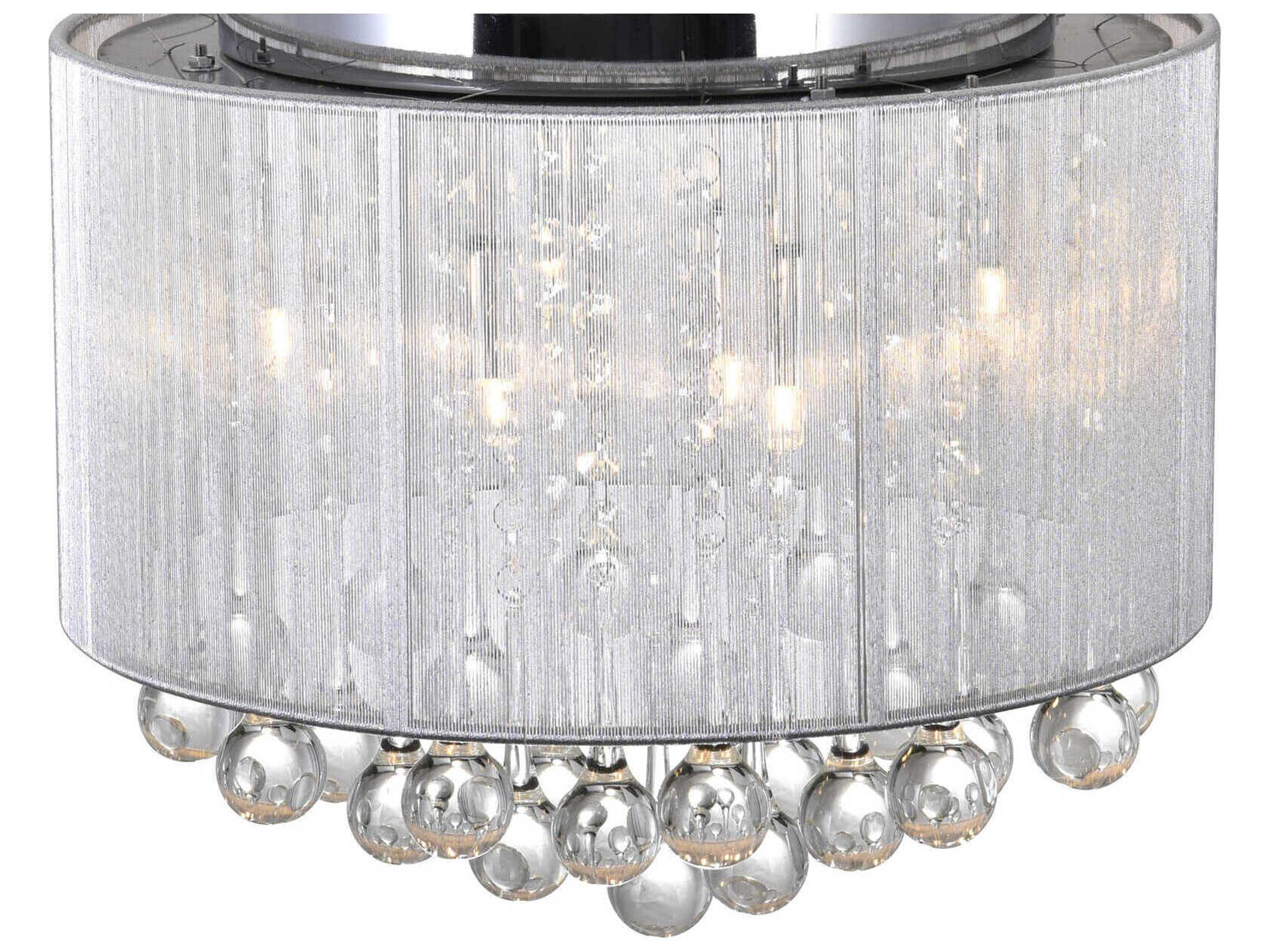 CWI Lighting Water Drop 6-Light Chrome Drum Flush Mount