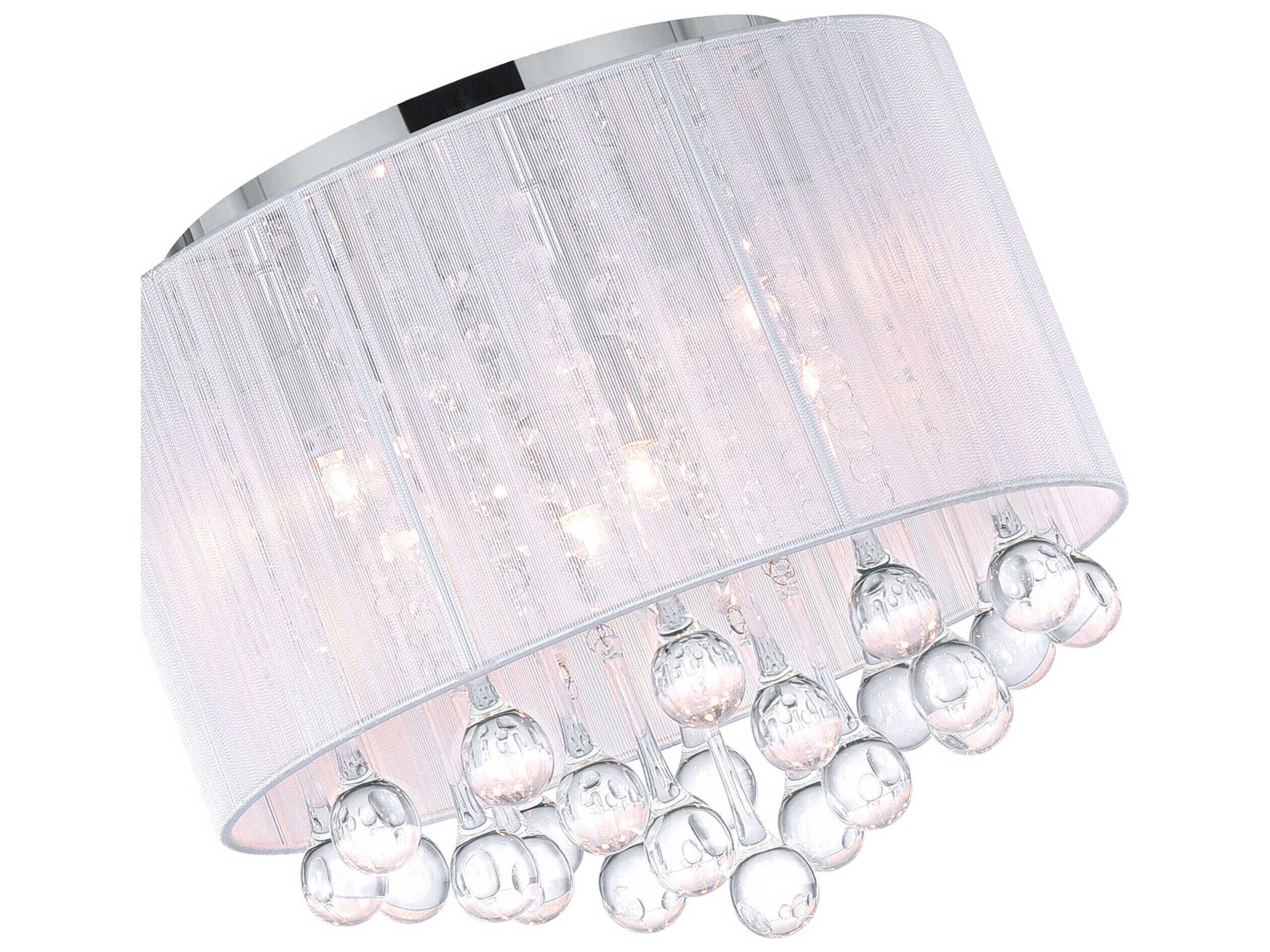 CWI Lighting Water Drop 6-Light Chrome Drum Flush Mount