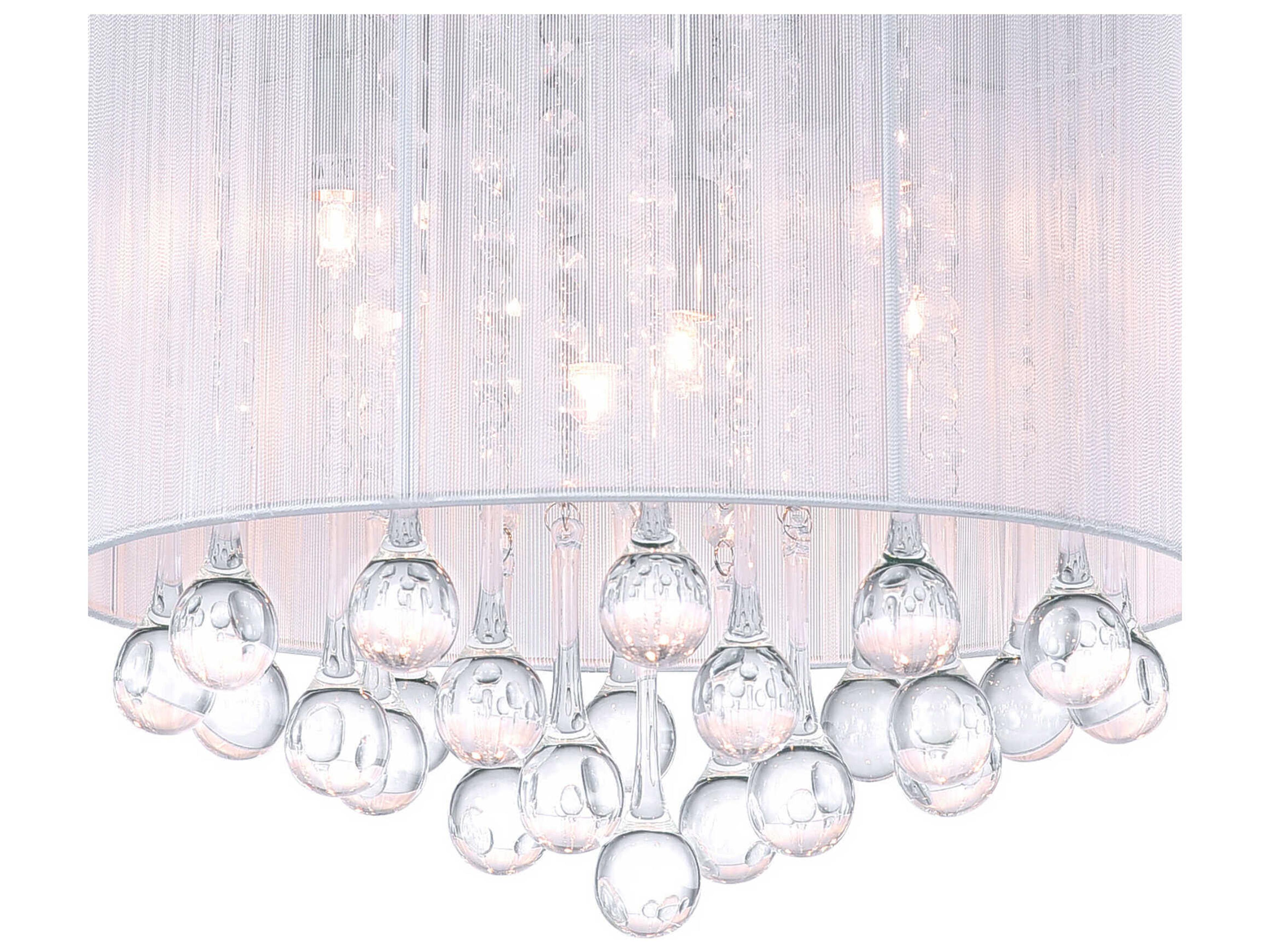 CWI Lighting Water Drop 6-Light Chrome Drum Flush Mount