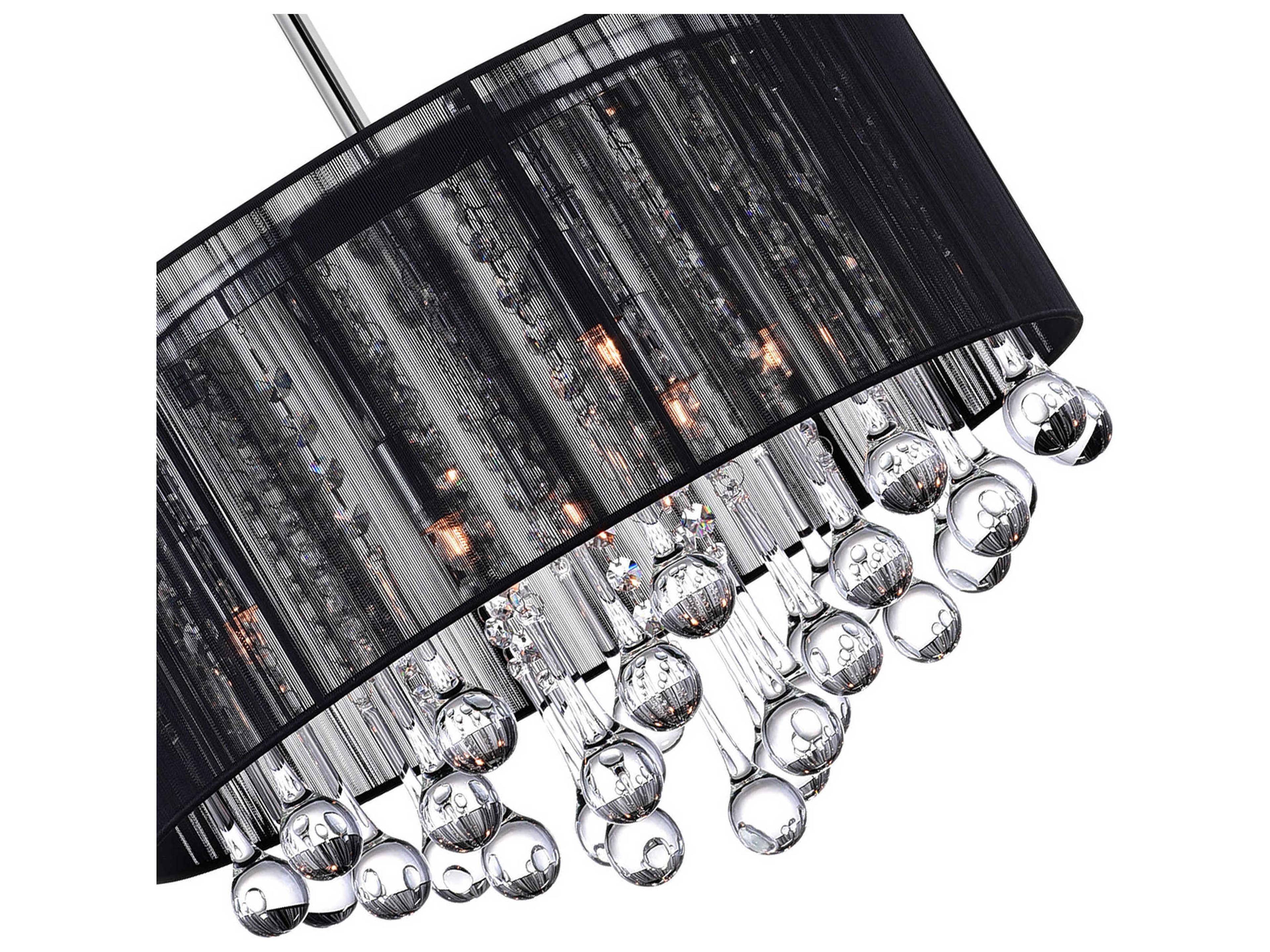 CWI Lighting Water Drop 6-Light Chrome Drum Chandelier