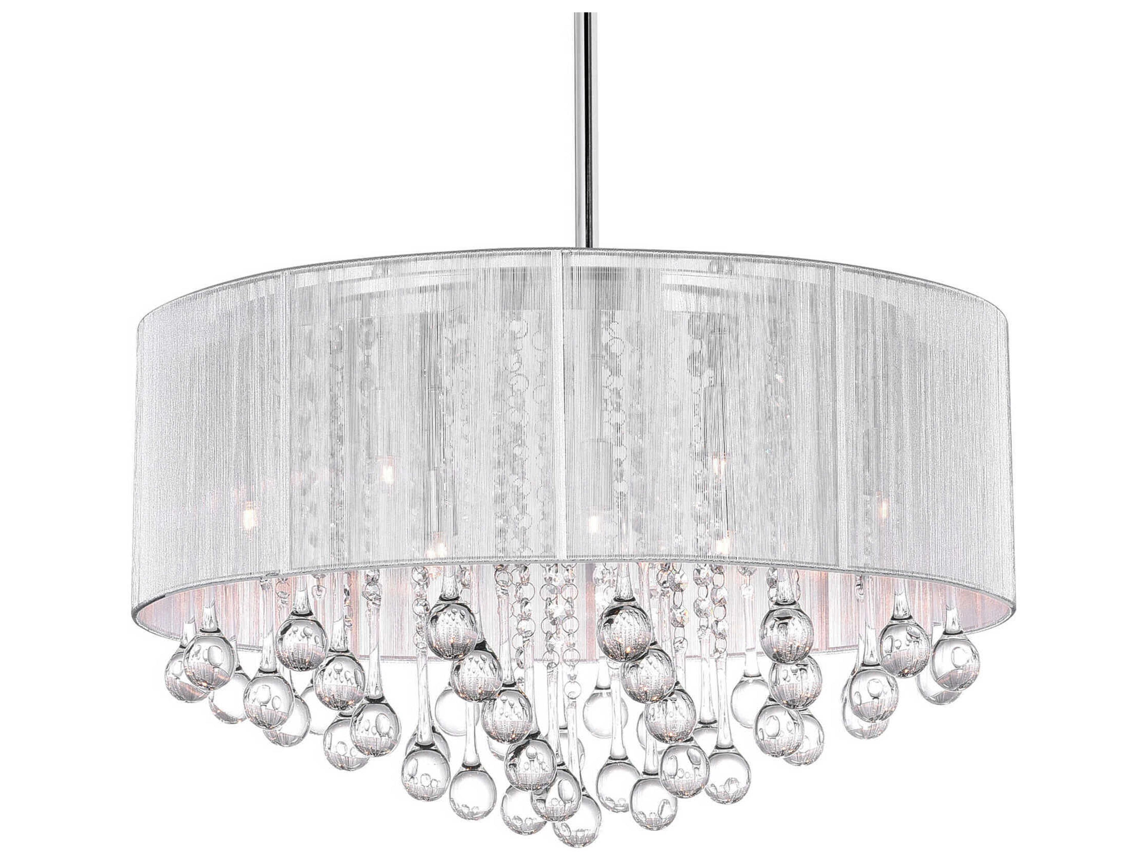 CWI Lighting Water Drop 9-Light Chrome Drum Chandelier