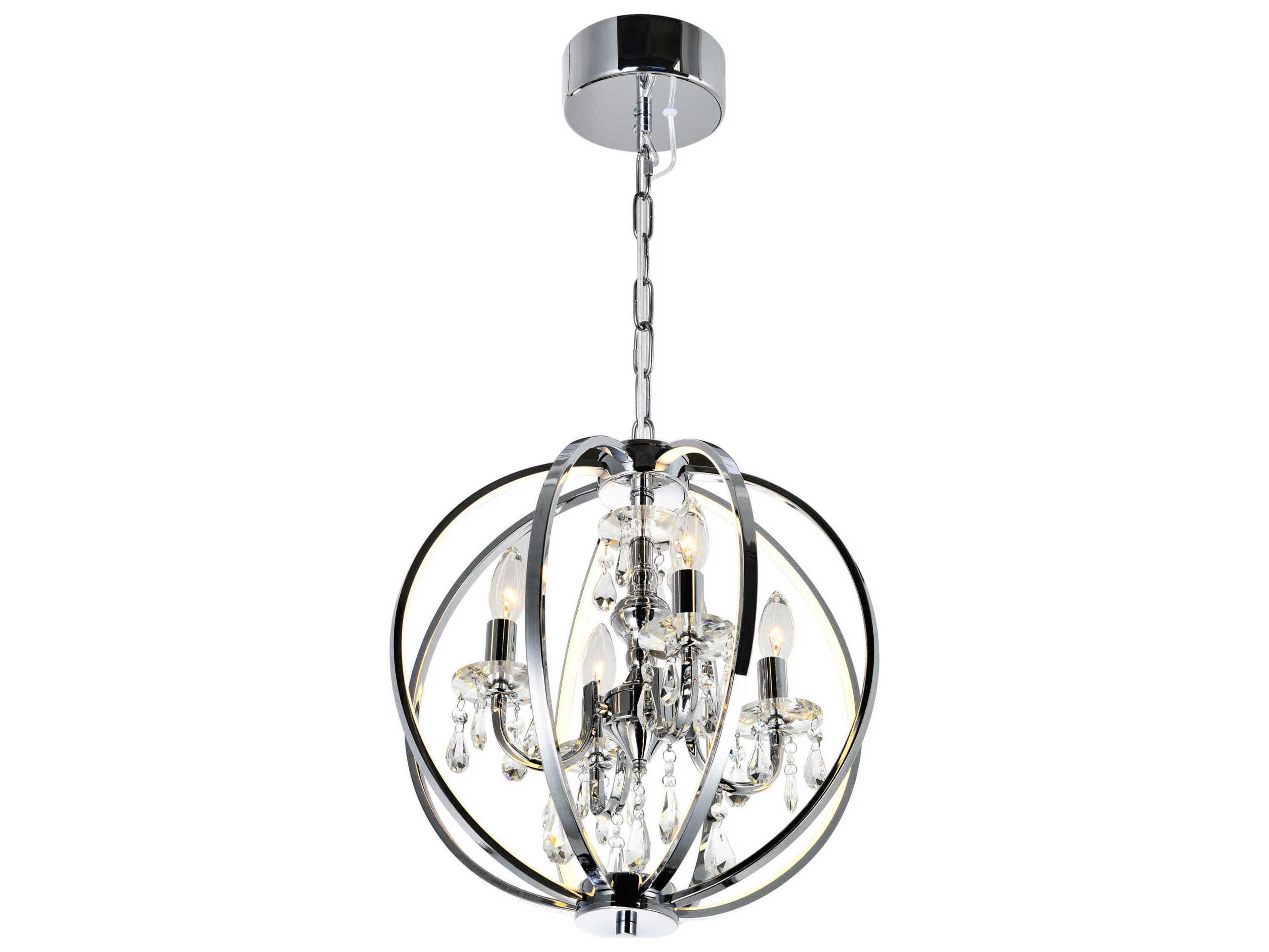 CWI Lighting Abia 4-Light Chrome Globe Chandelier