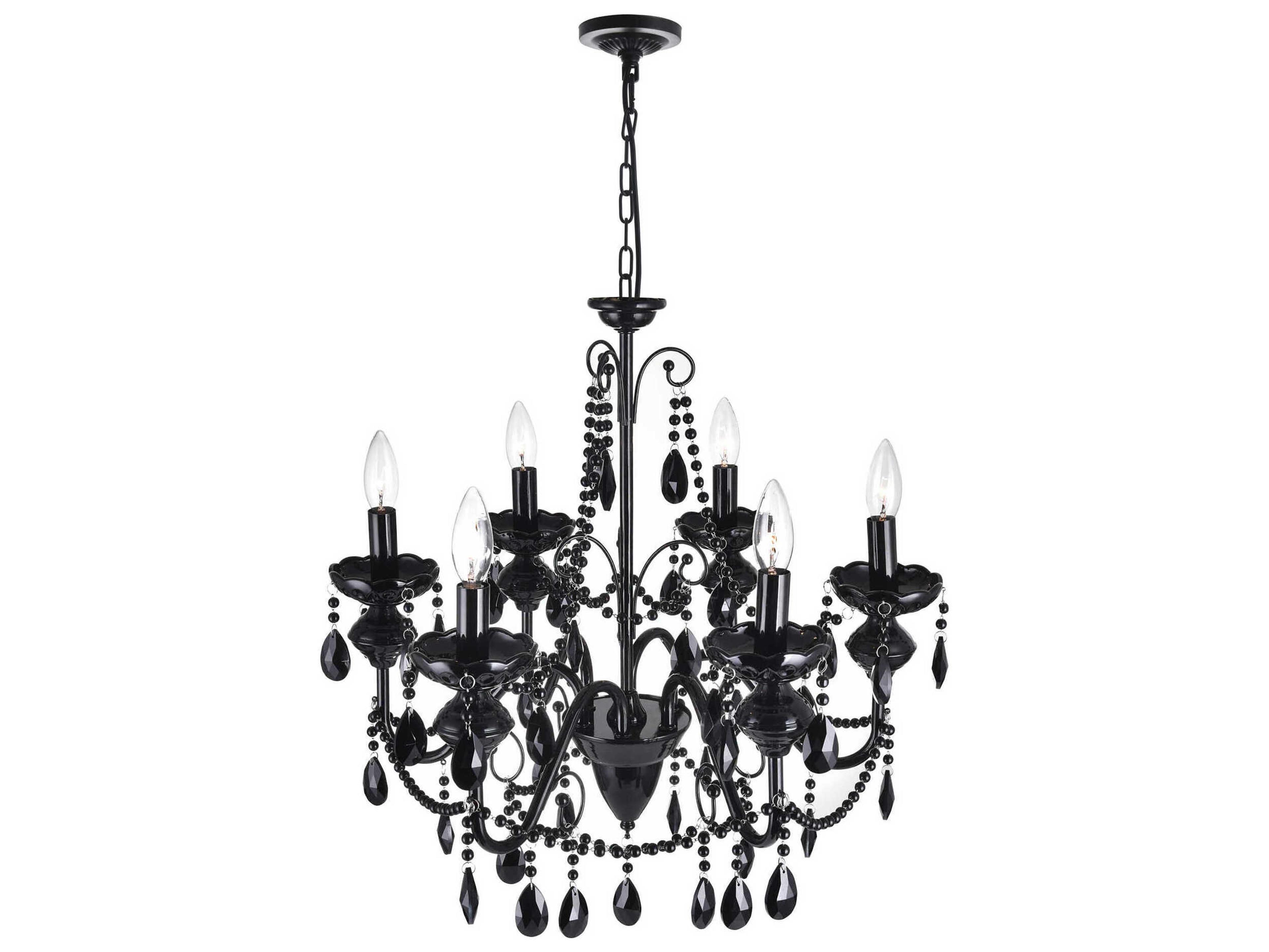CWI Lighting Keen 6-Light Black Traditional Candelabra Chandelier