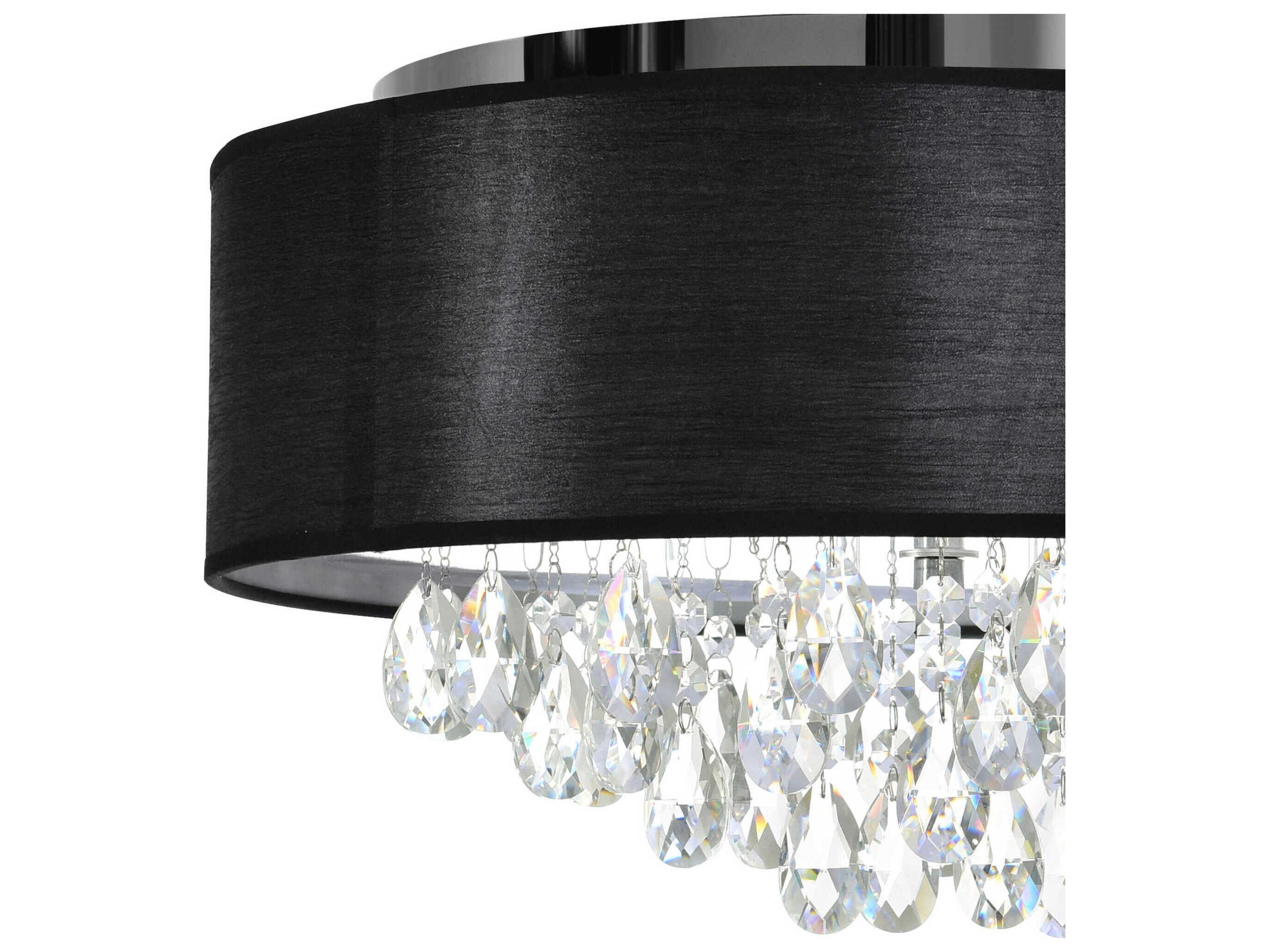 CWI Lighting Dash 4-Light Chrome Black Round Flush Mount