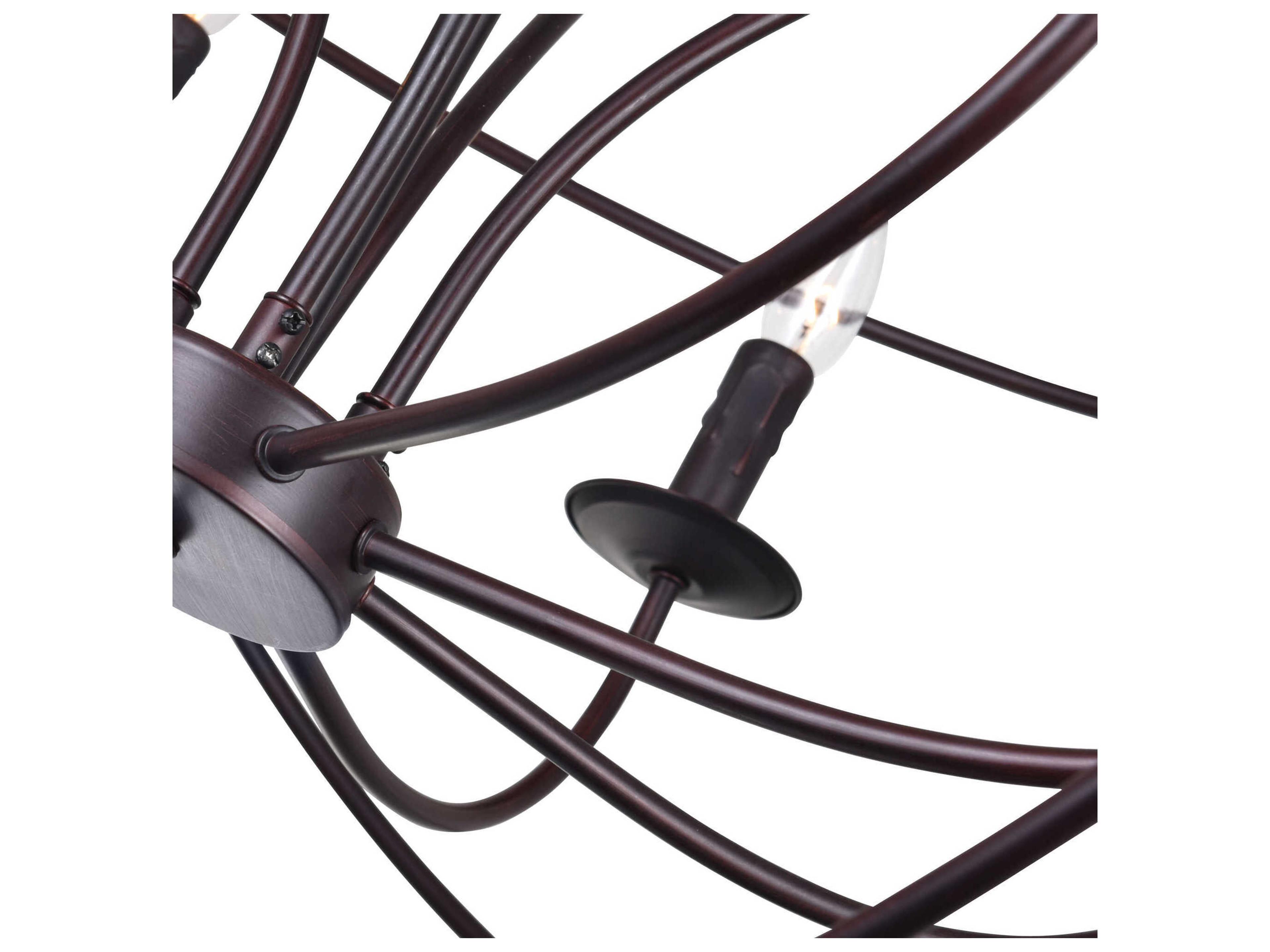 CWI Lighting Arza 6-Light Brown Candelabra Globe Chandelier