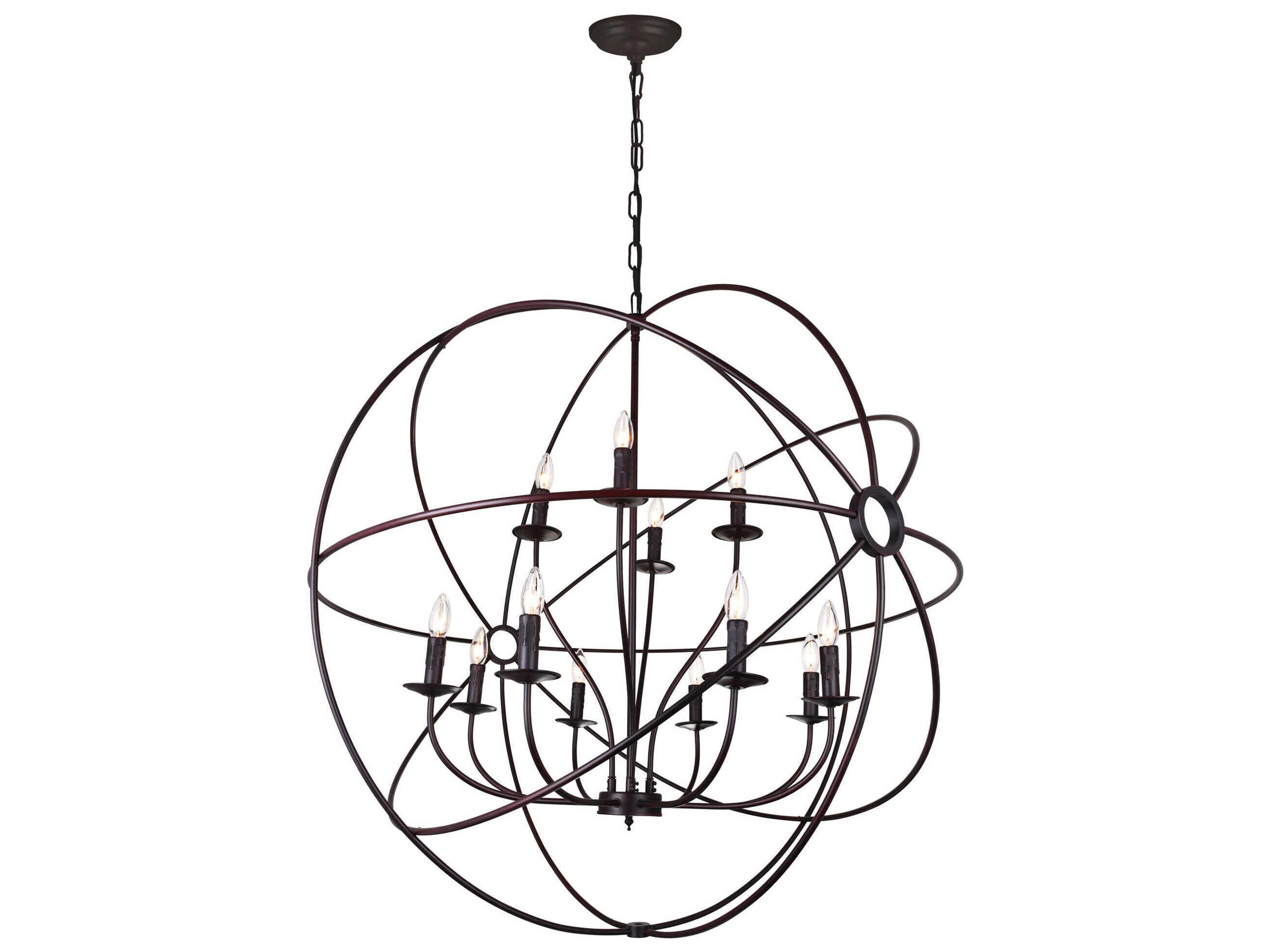 CWI Lighting Arza 12-Light Brown Candelabra Chandelier