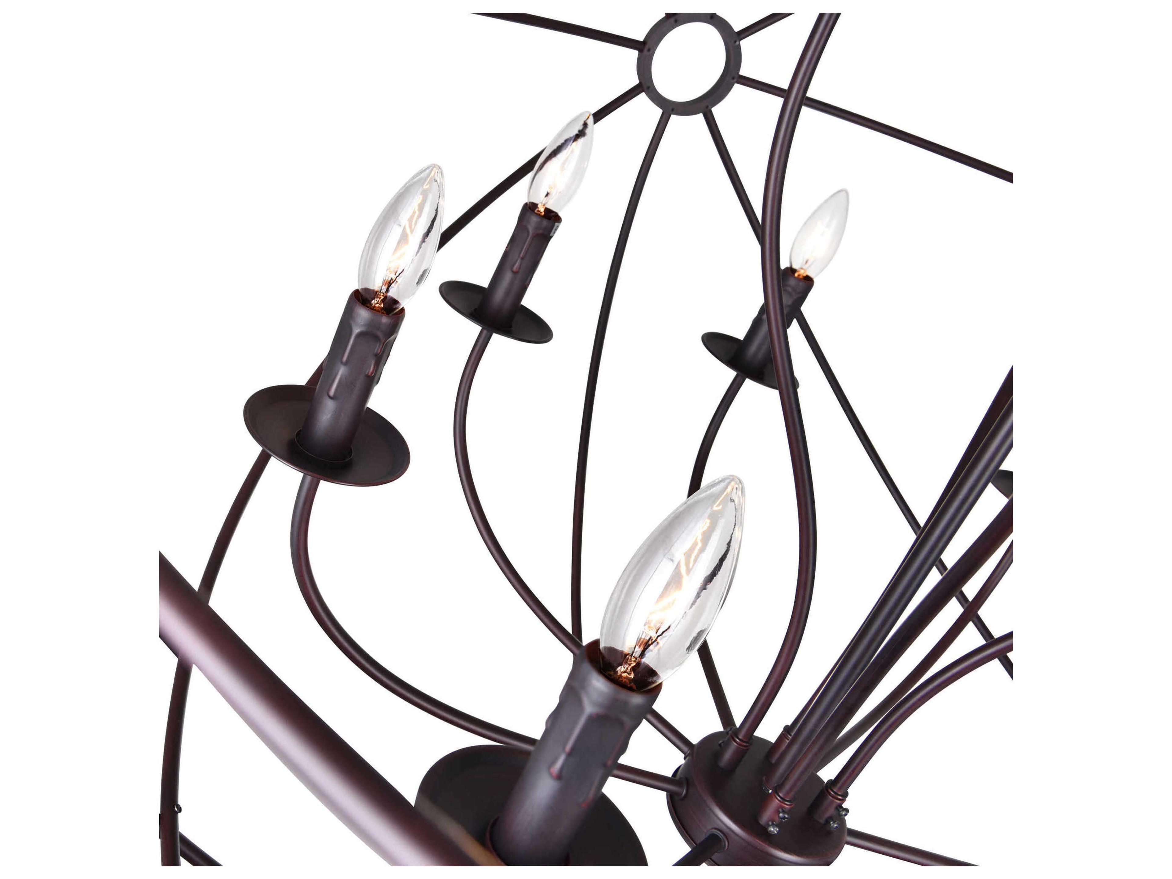 CWI Lighting Arza 12-Light Brown Candelabra Chandelier