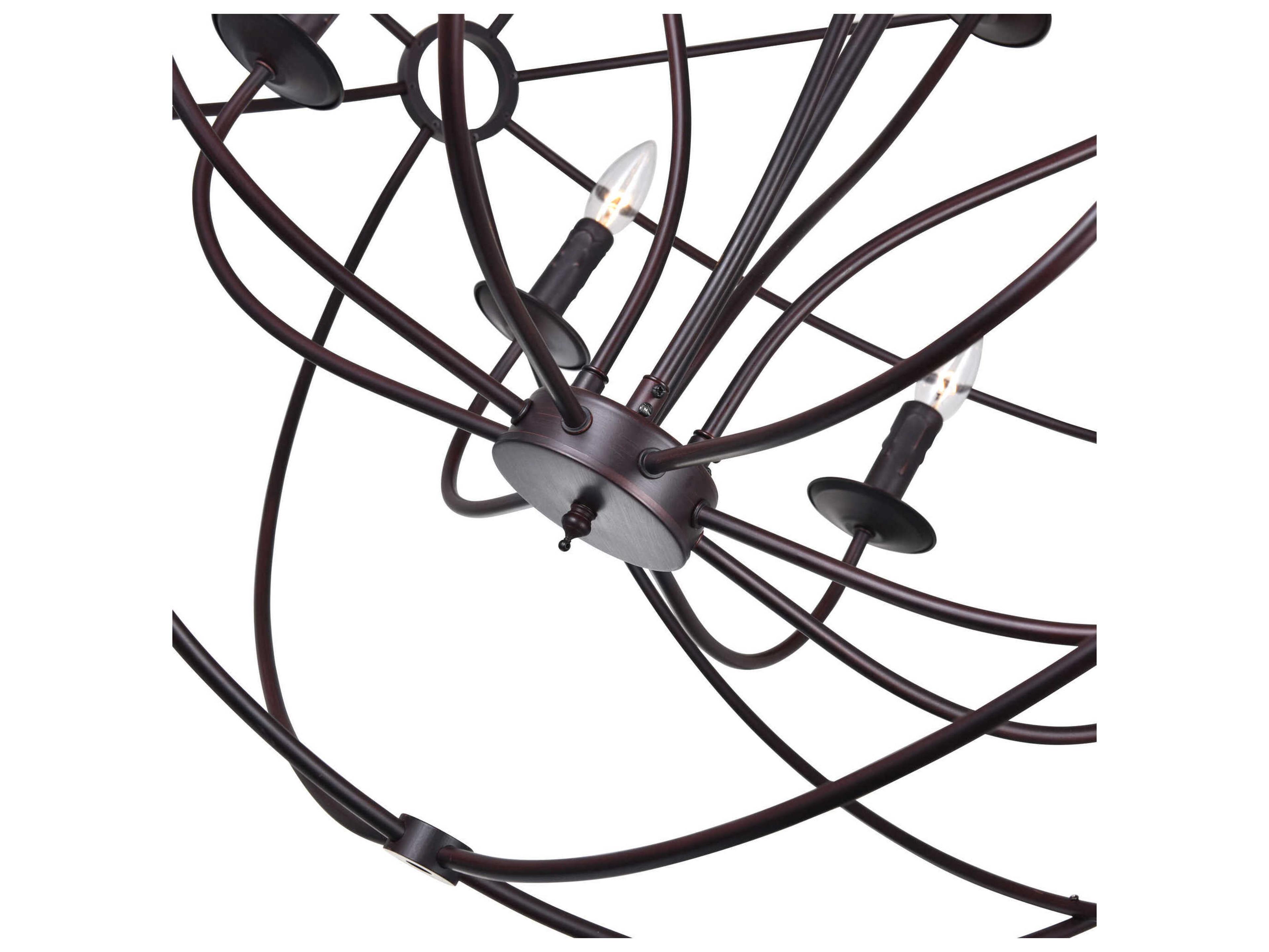 CWI Lighting Arza 12-Light Brown Candelabra Chandelier