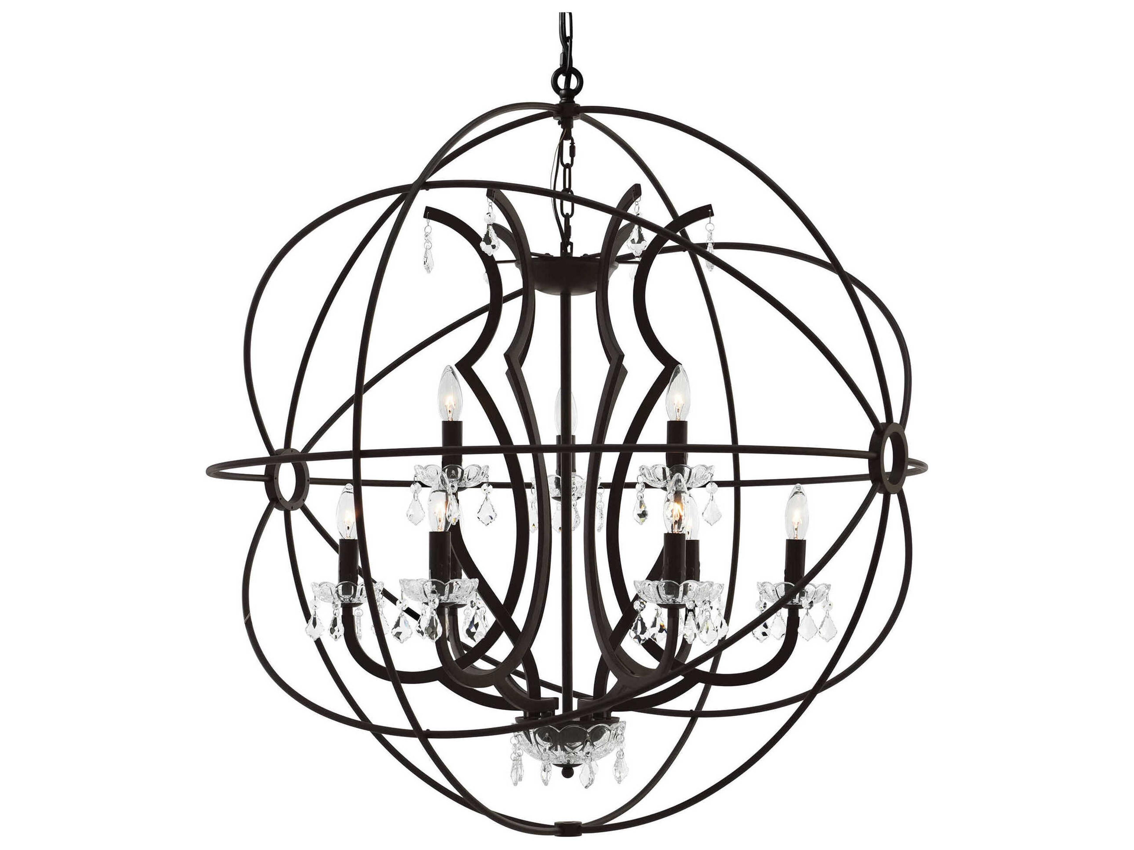 CWI Lighting Campechia 9-Light Brown Candelabra Globe Chandelier