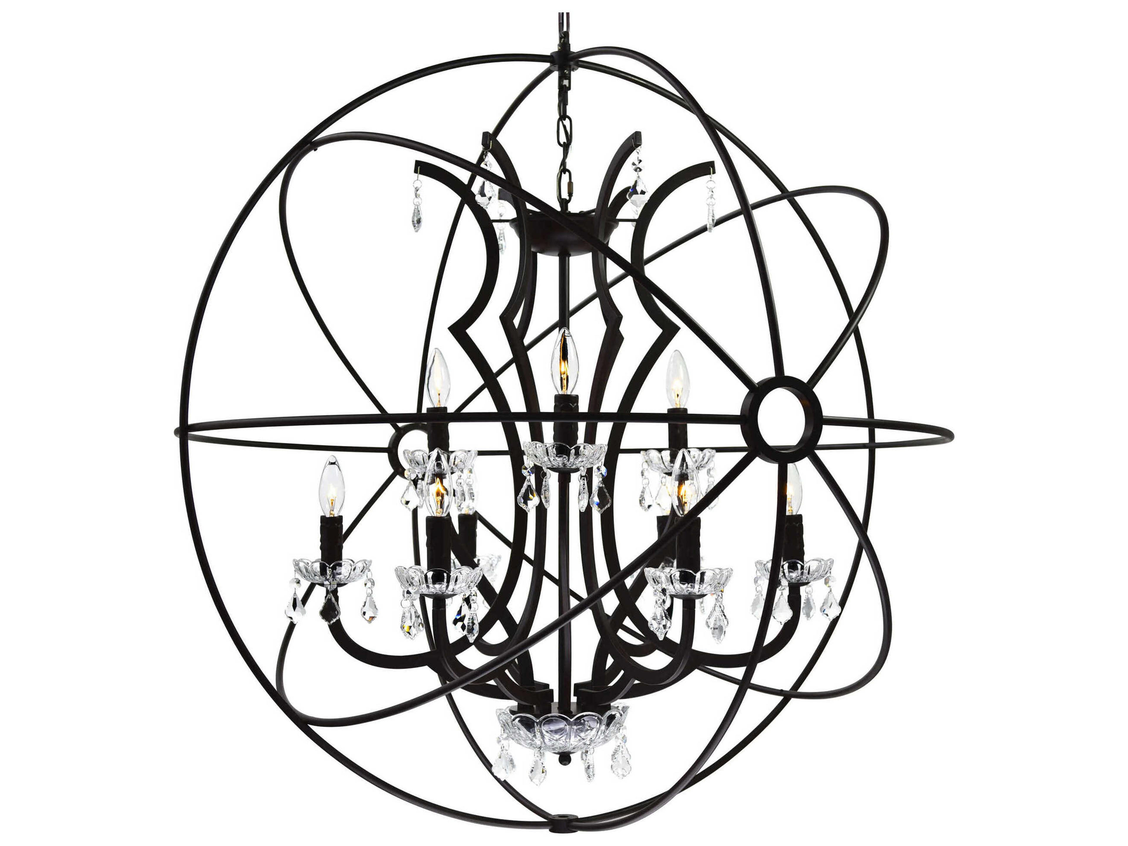 CWI Lighting Campechia 12-Light Brown Candelabra Globe Chandelier