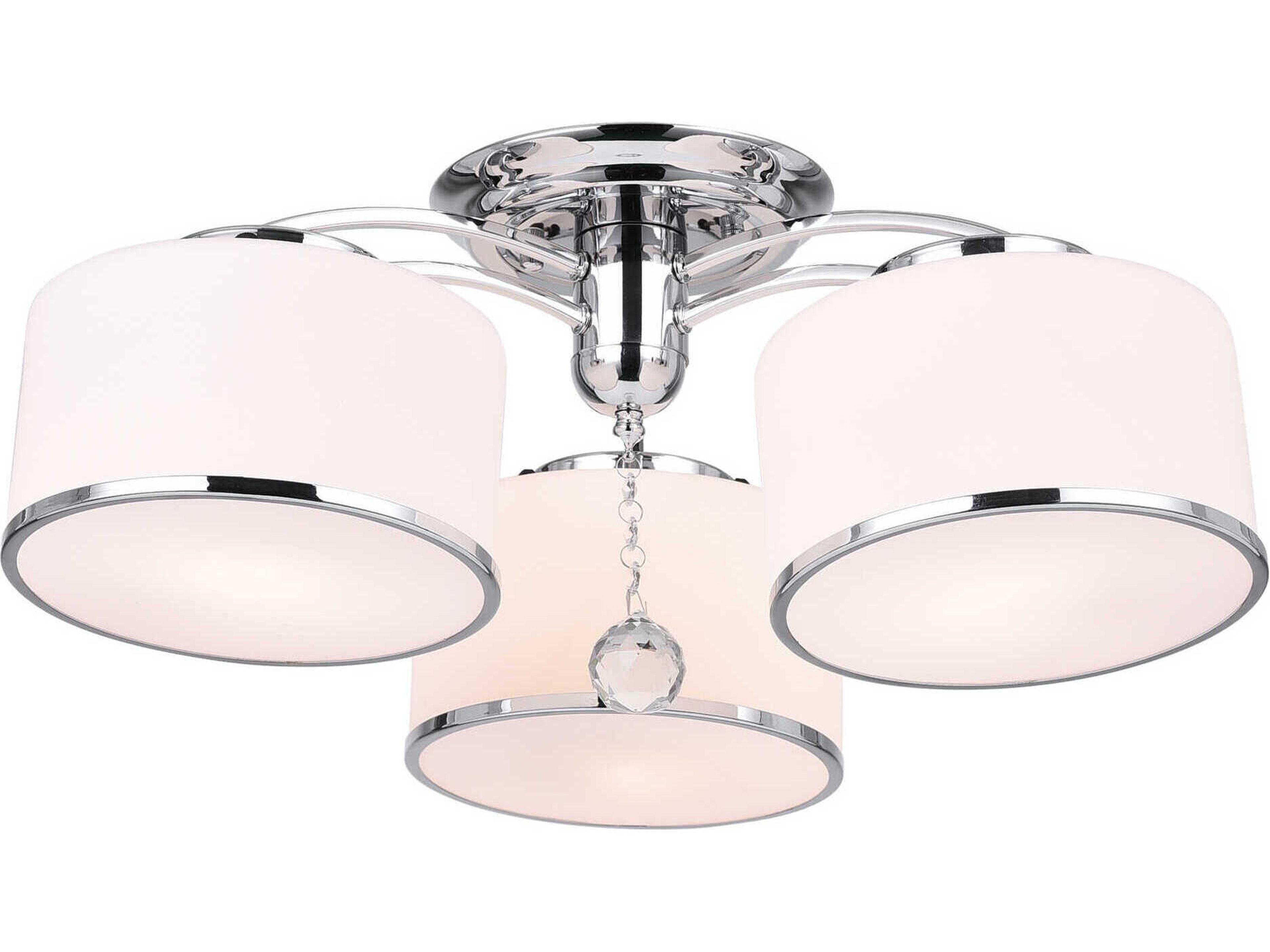 Frosted 3-Light Chrome Semi Flush Mount