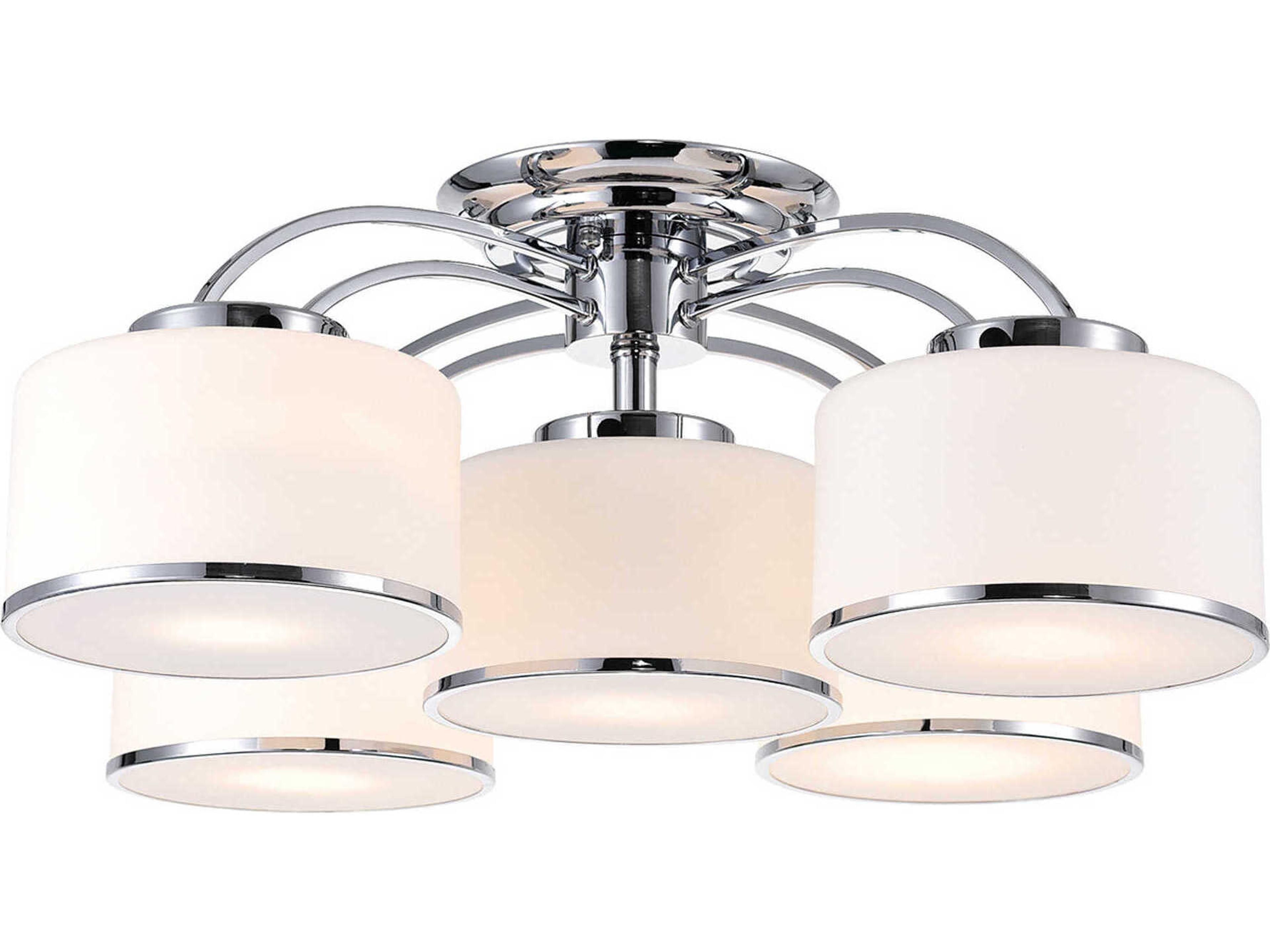 Frosted 5-Light Chrome Semi Flush Mount