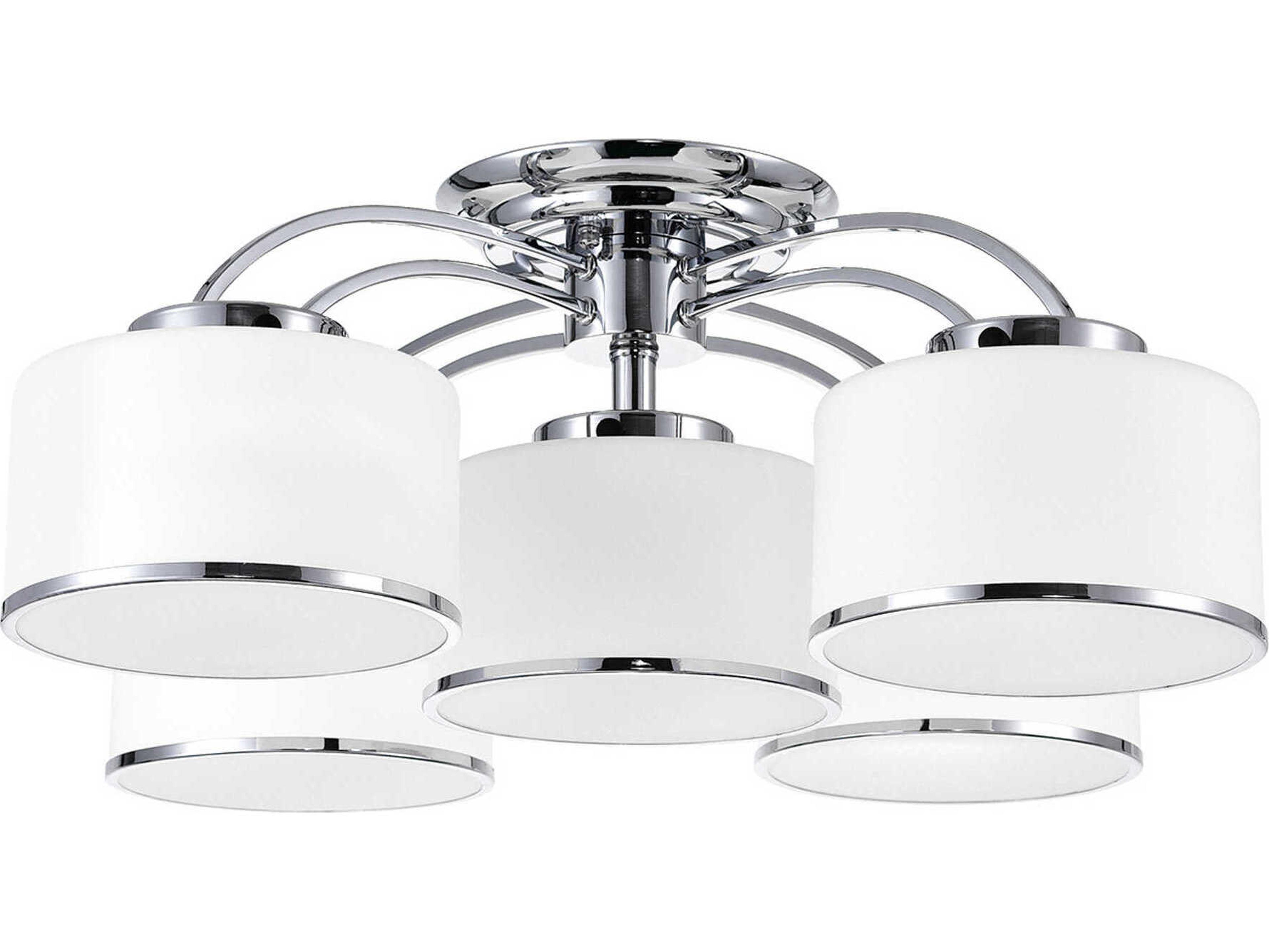 CWI Lighting Frosted 5-Light Chrome Semi Flush Mount