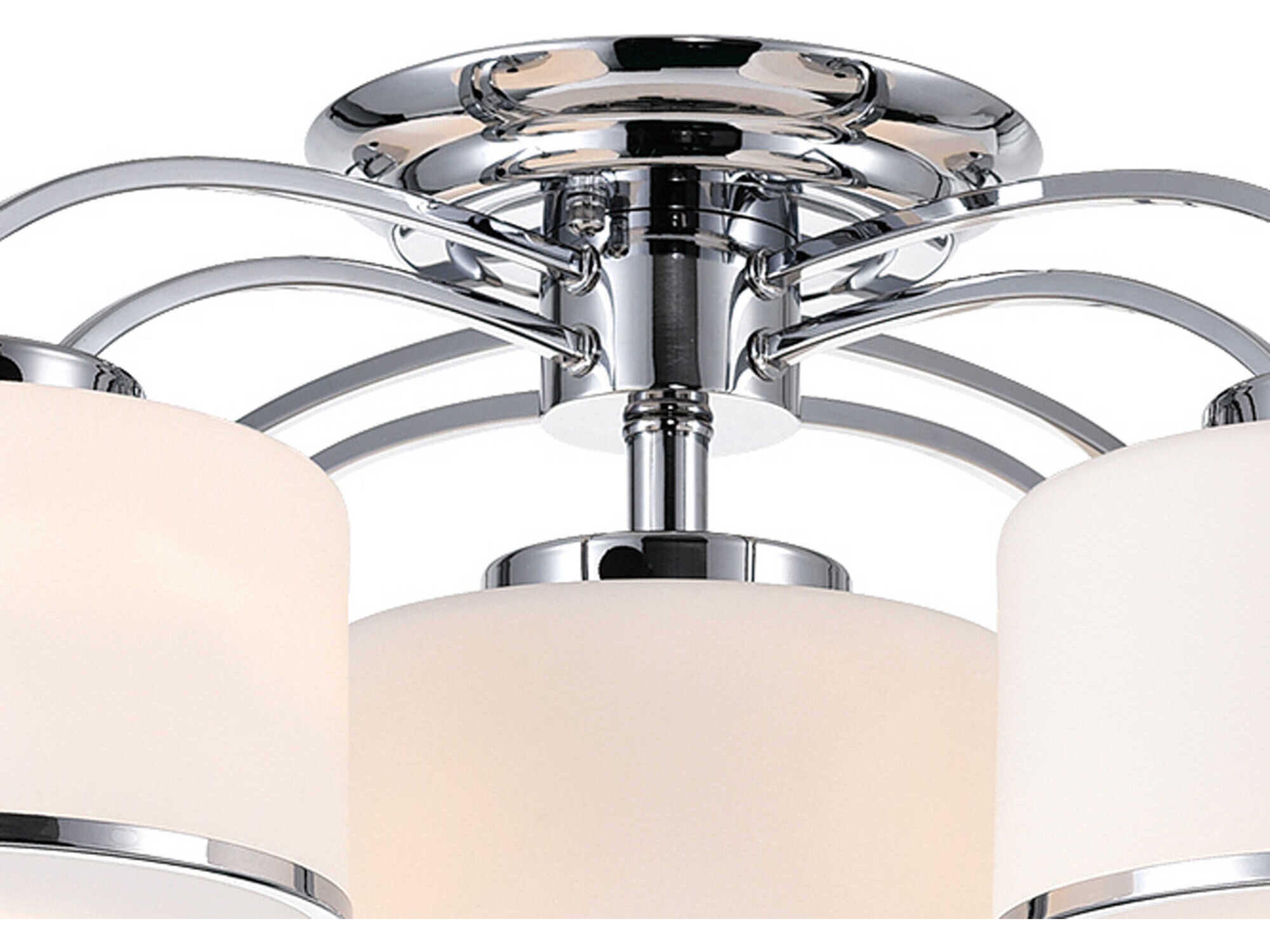 CWI Lighting Frosted 5-Light Chrome Semi Flush Mount