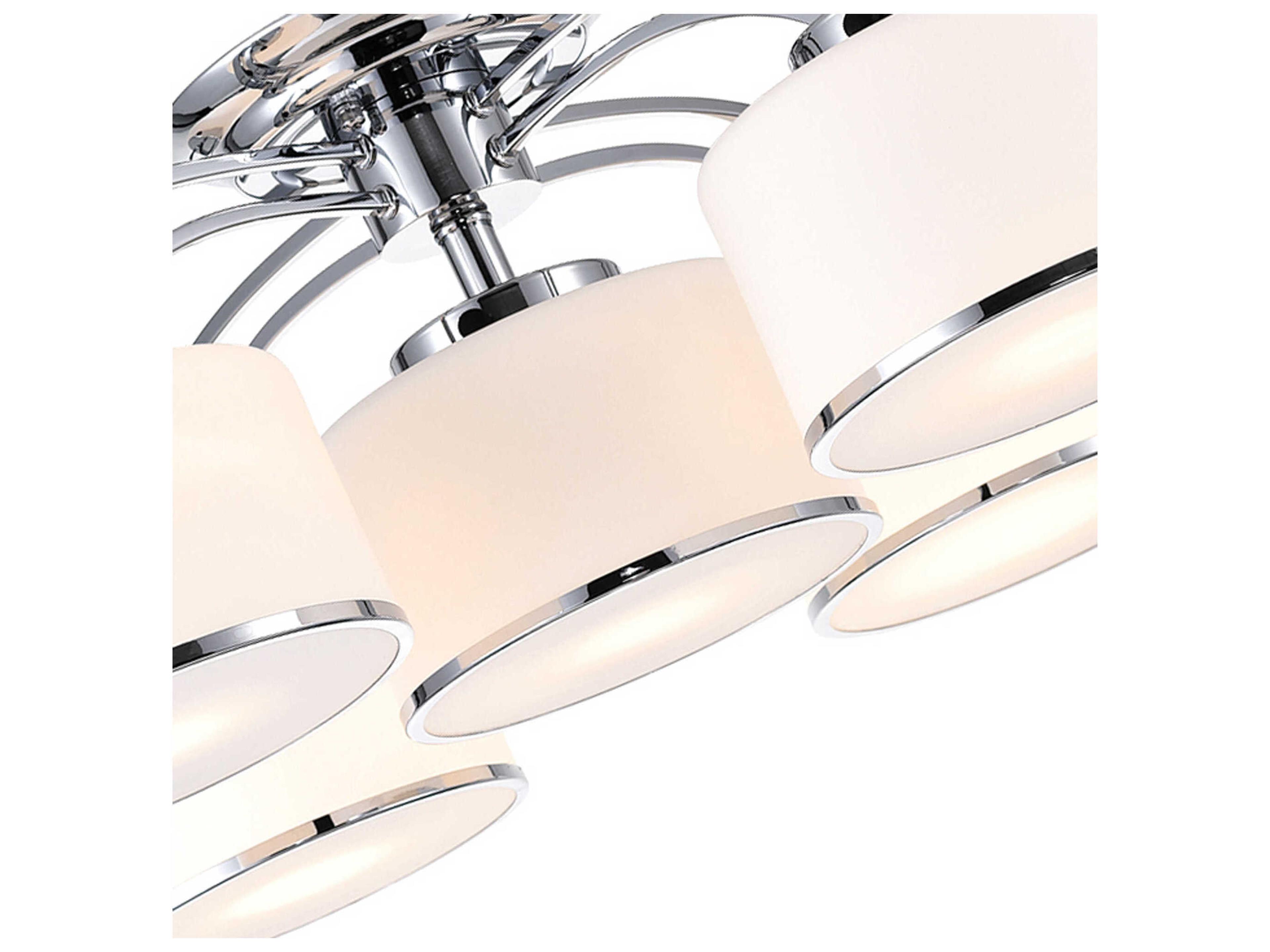 CWI Lighting Frosted 5-Light Chrome Semi Flush Mount