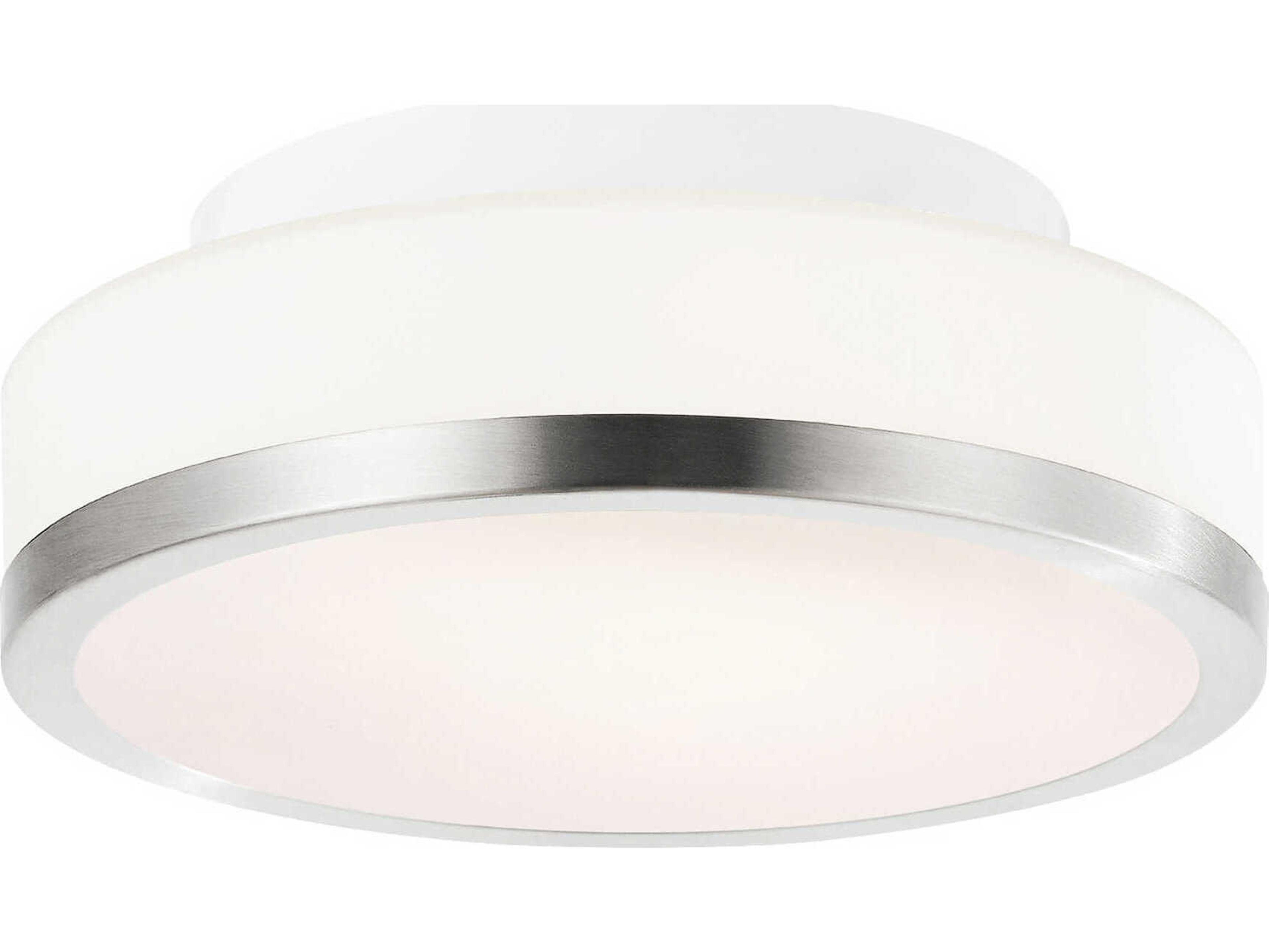 Frosted 1-Light Satin Nickel Round Flush Mount