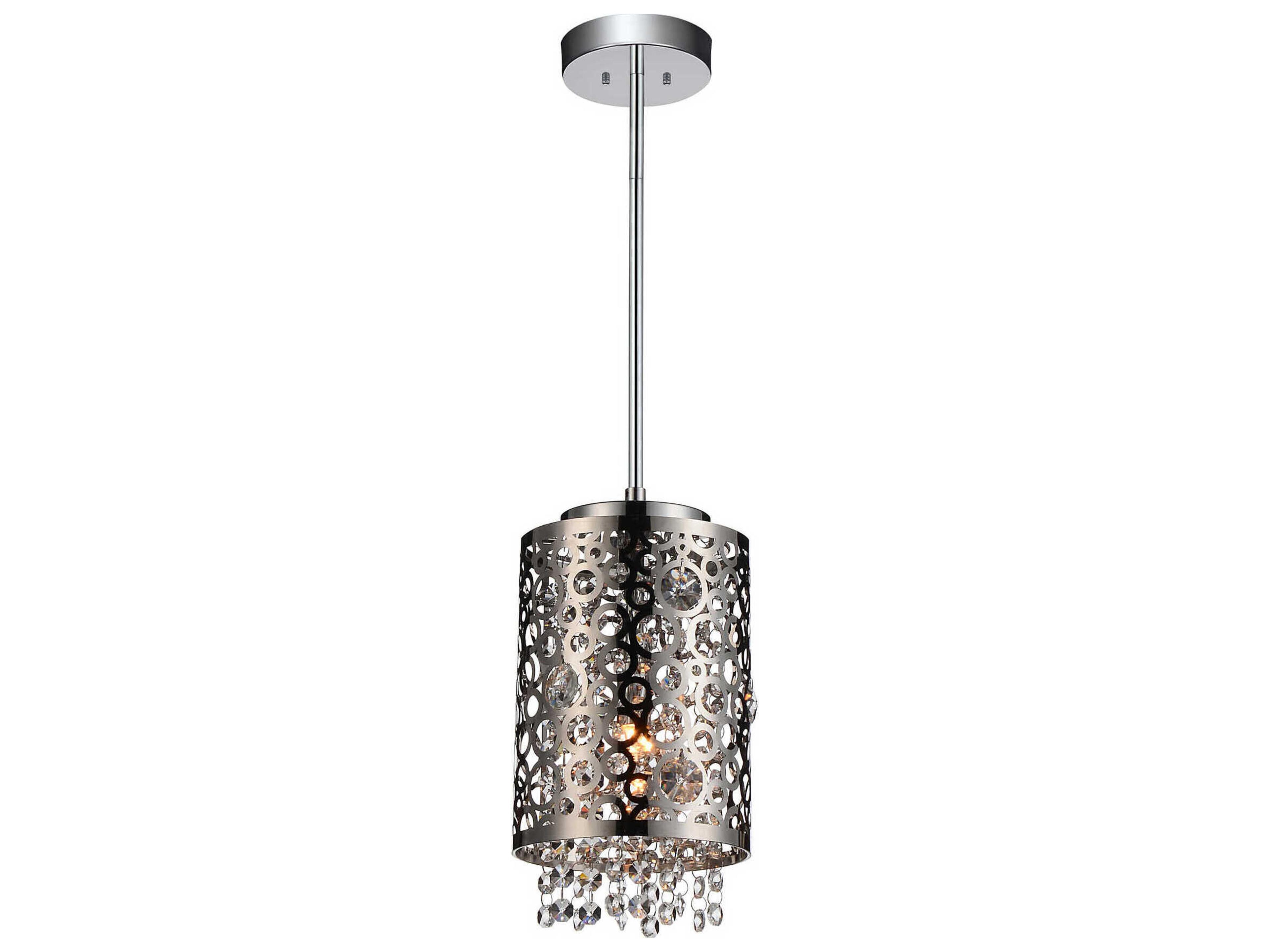 Bubbles 1-Light Stainless Steel Cylinder Mini Pendant