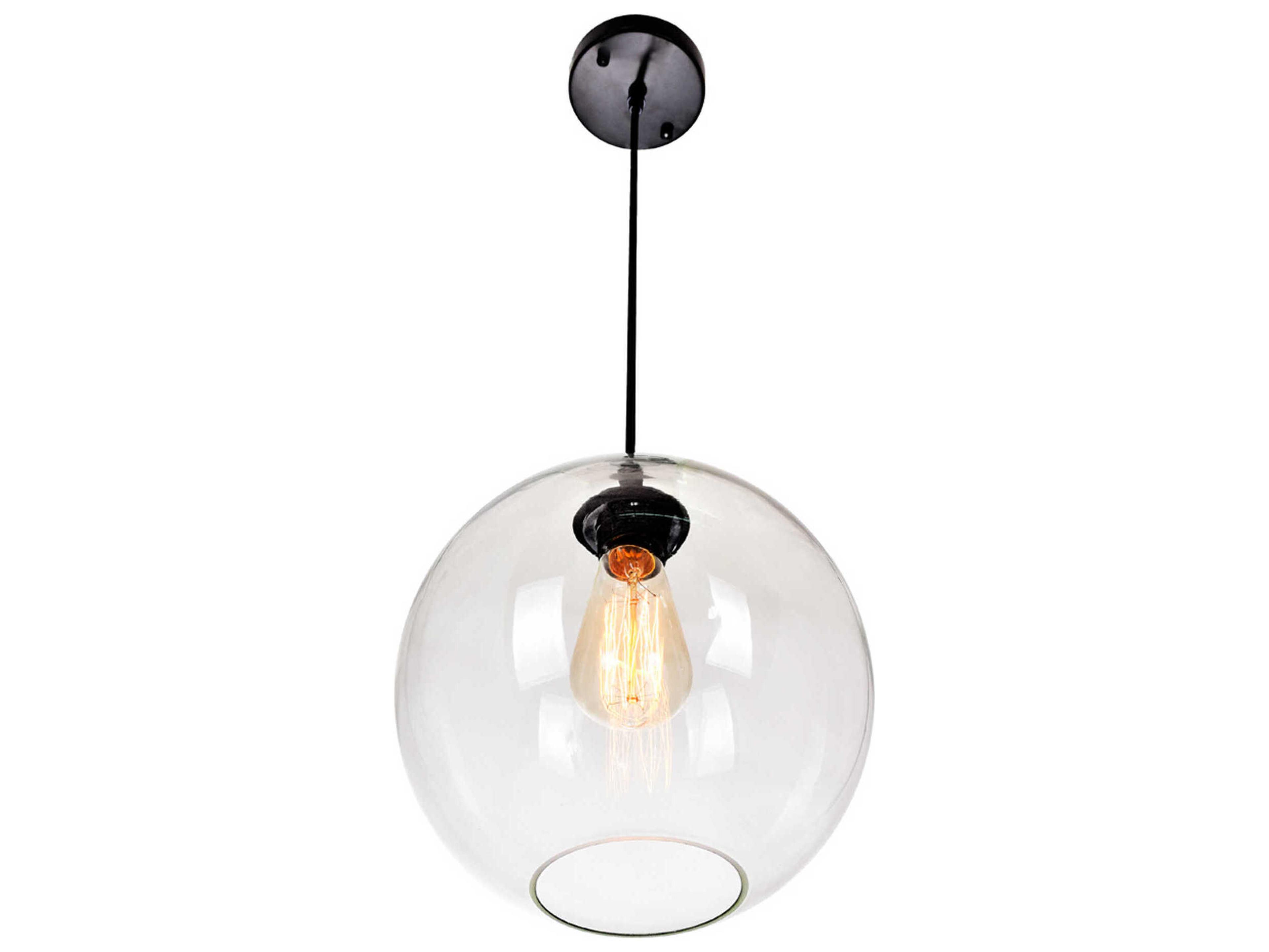 CWI Lighting Glass 1-Light Black Globe Mini Pendant