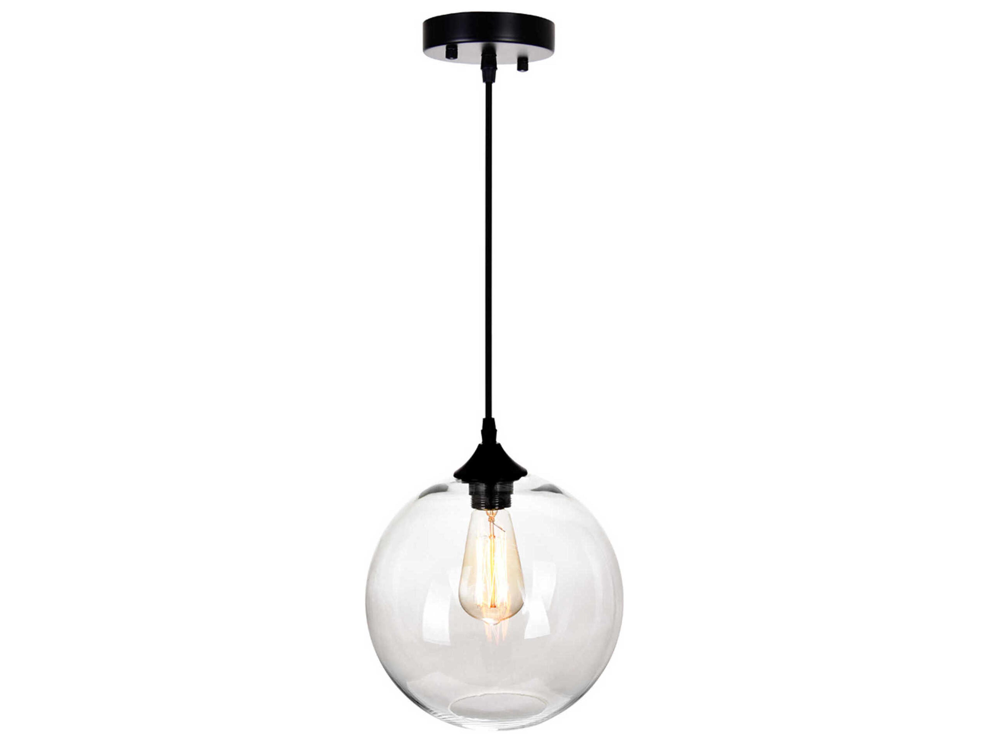 CWI Lighting Glass 1-Light Black Globe Mini Pendant