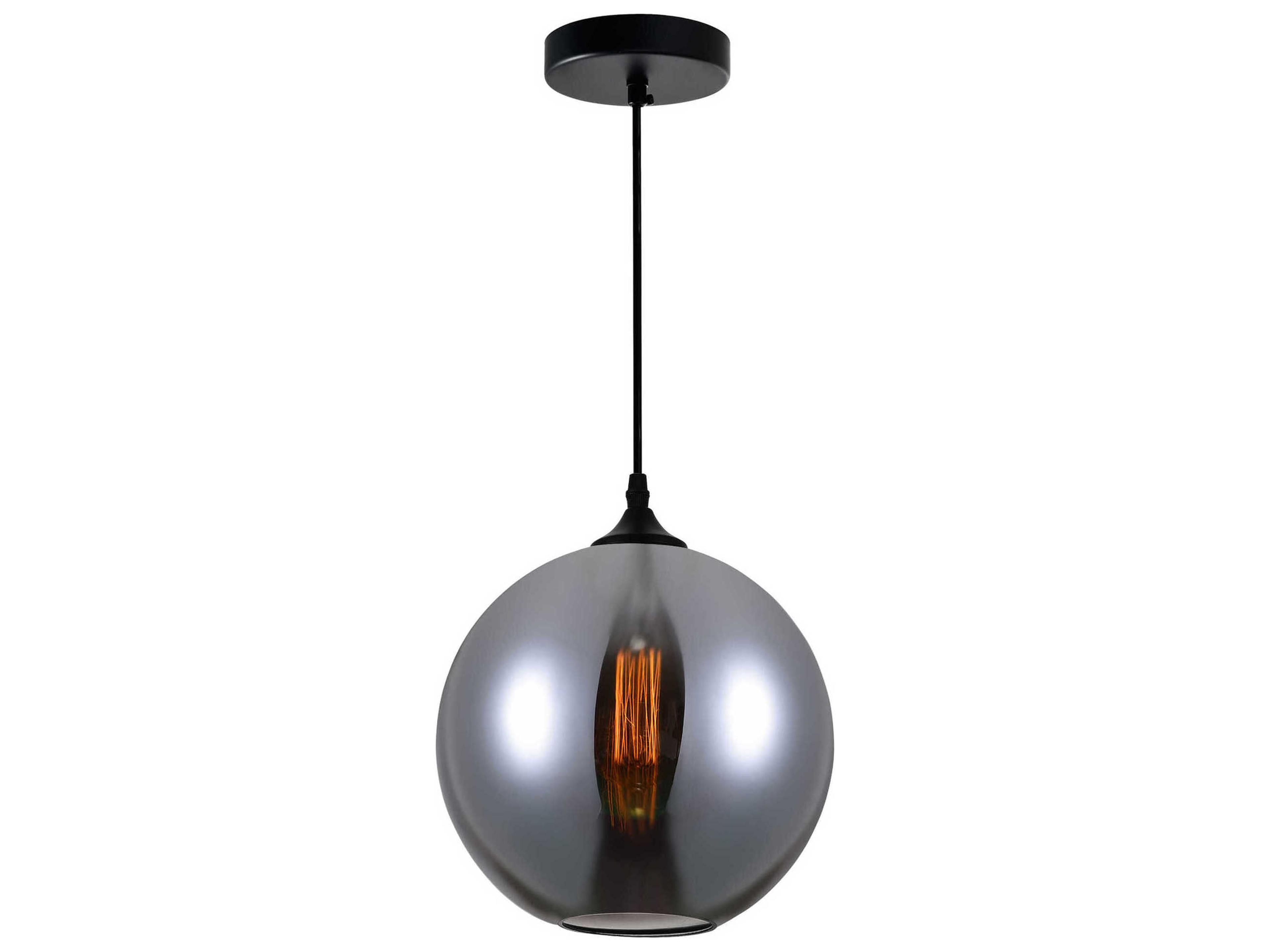 CWI Lighting Glass 1-Light Black Globe Mini Pendant