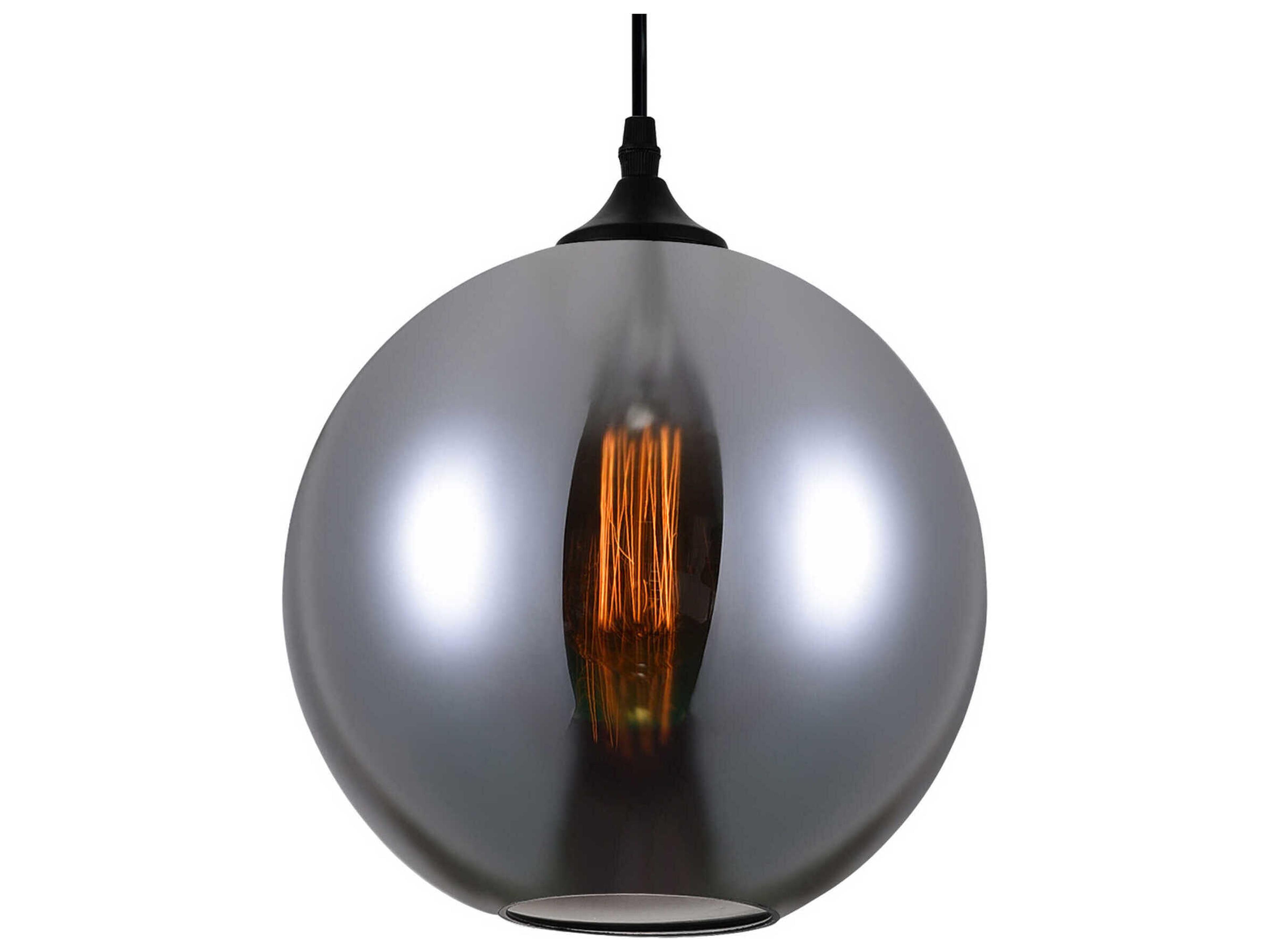 CWI Lighting Glass 1-Light Black Globe Mini Pendant