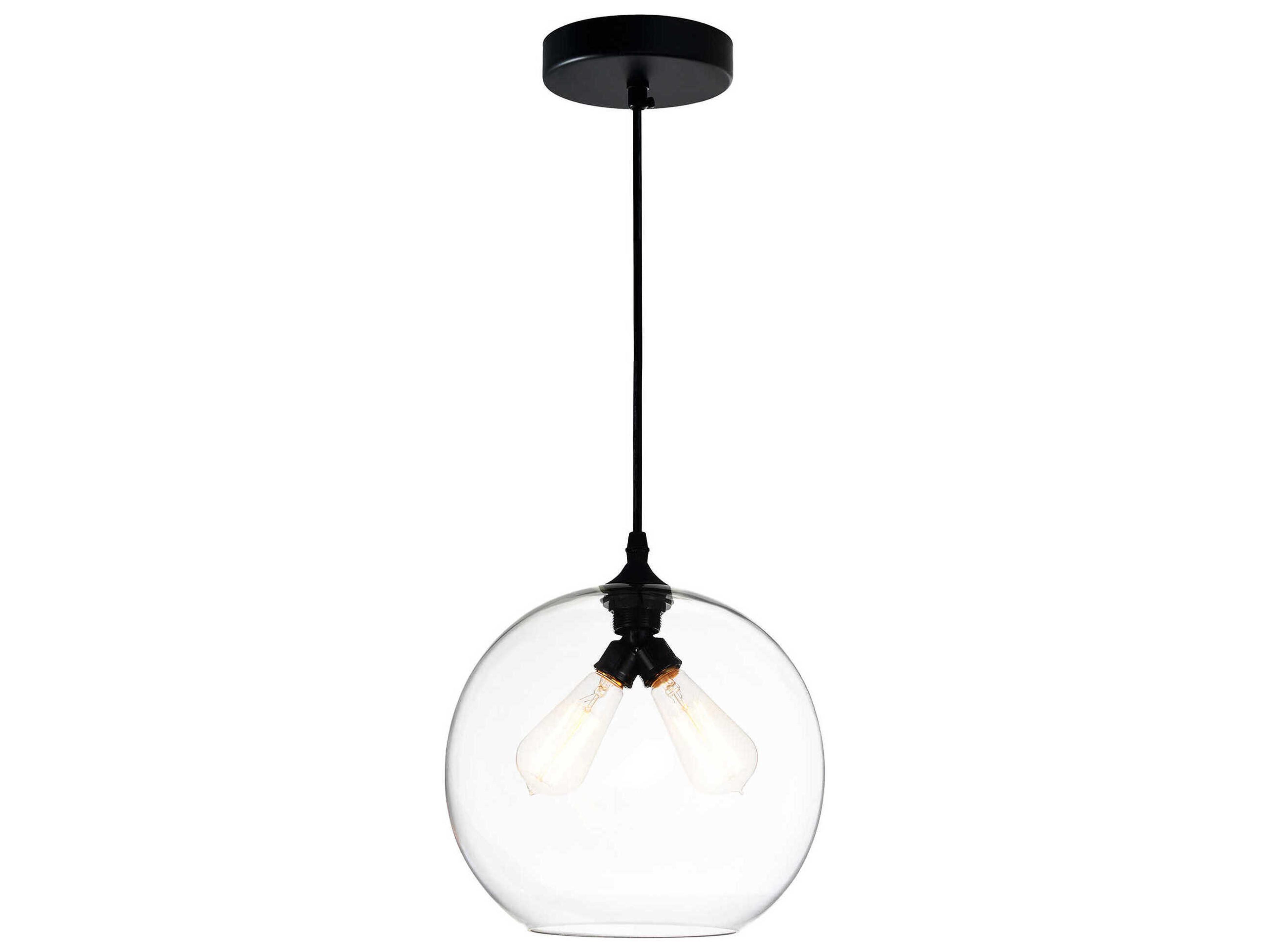Glass 2-Light Black Globe Mini Pendant