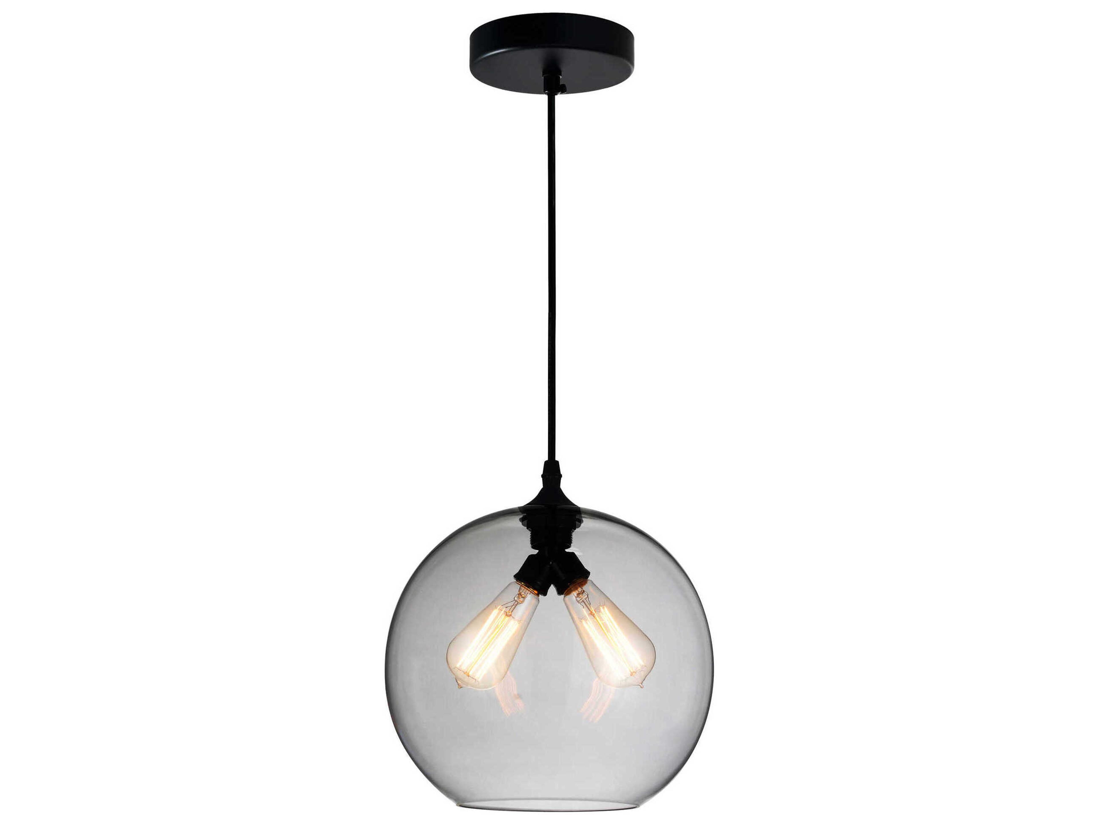 Glass 2-Light Black Globe Mini Pendant