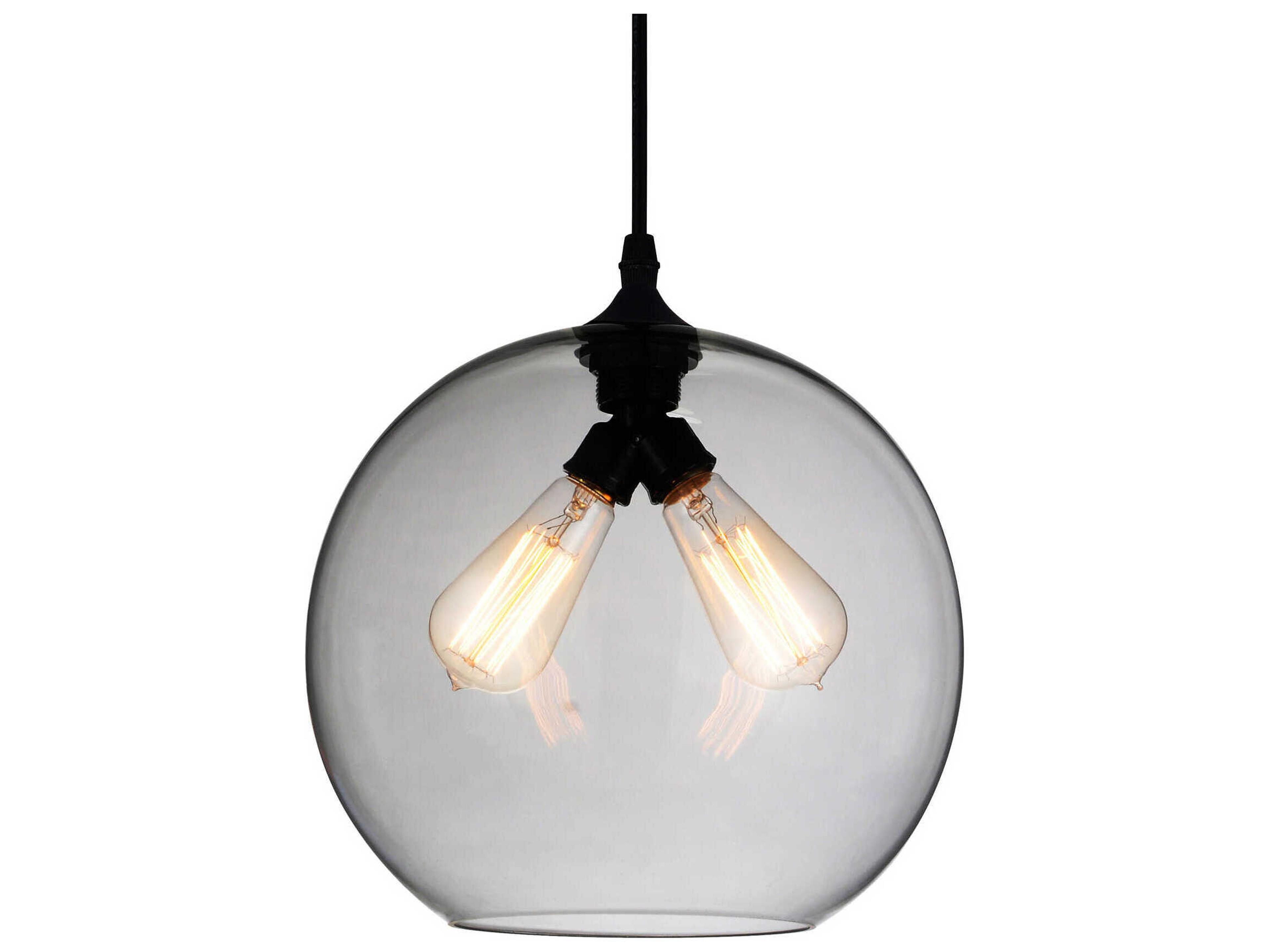 CWI Lighting Glass 2-Light Black Globe Mini Pendant
