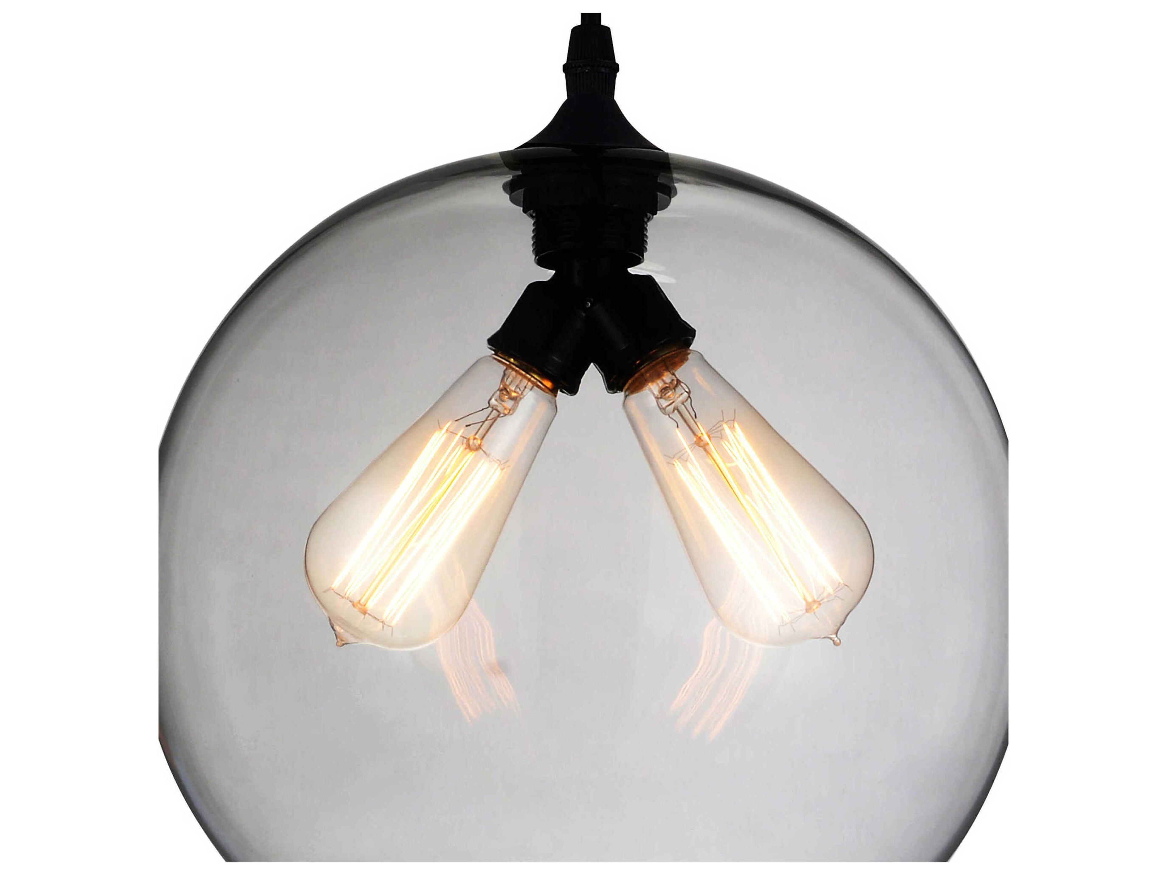 CWI Lighting Glass 2-Light Black Globe Mini Pendant