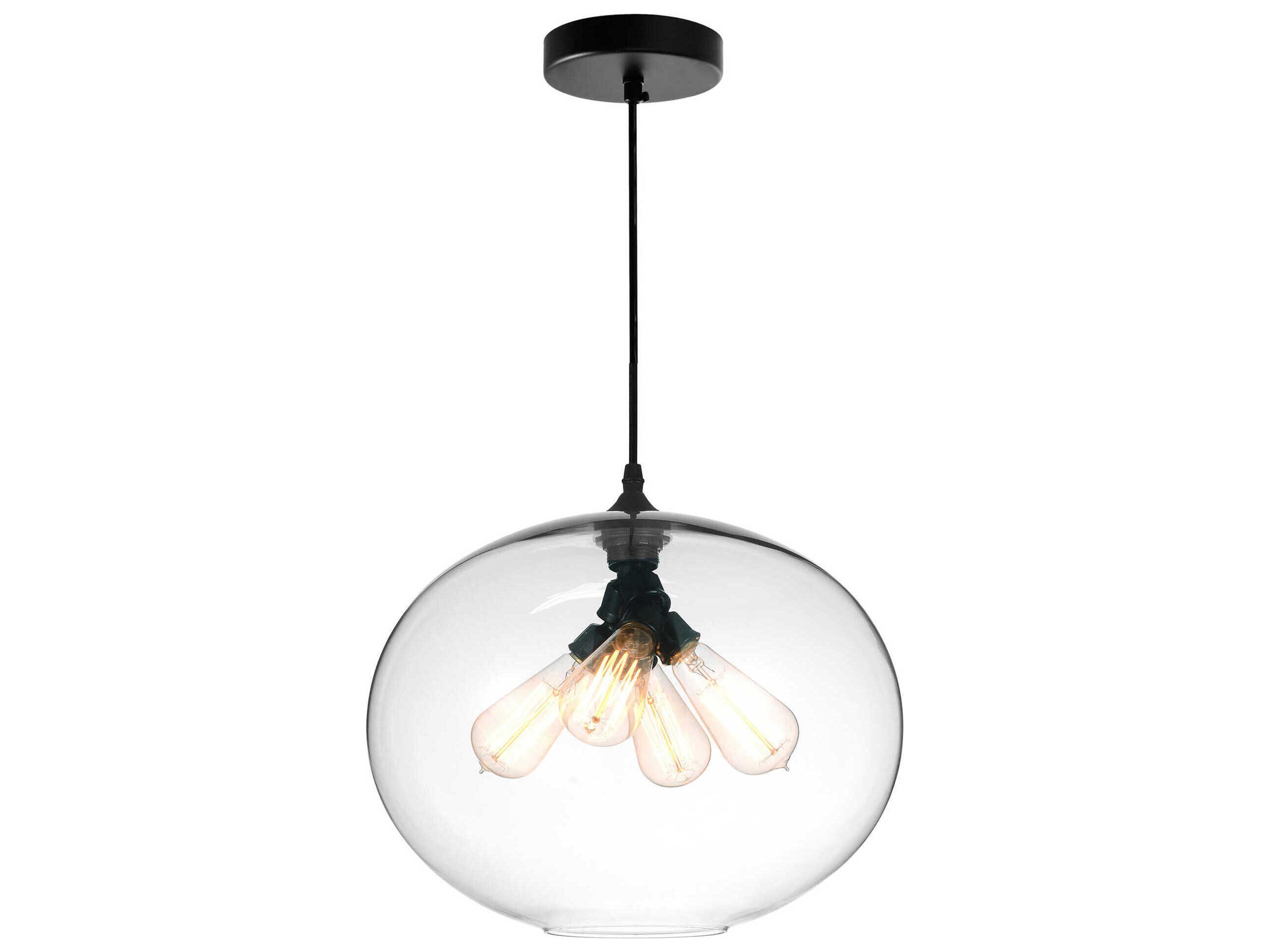 Glass 4-Light Black Globe Pendant