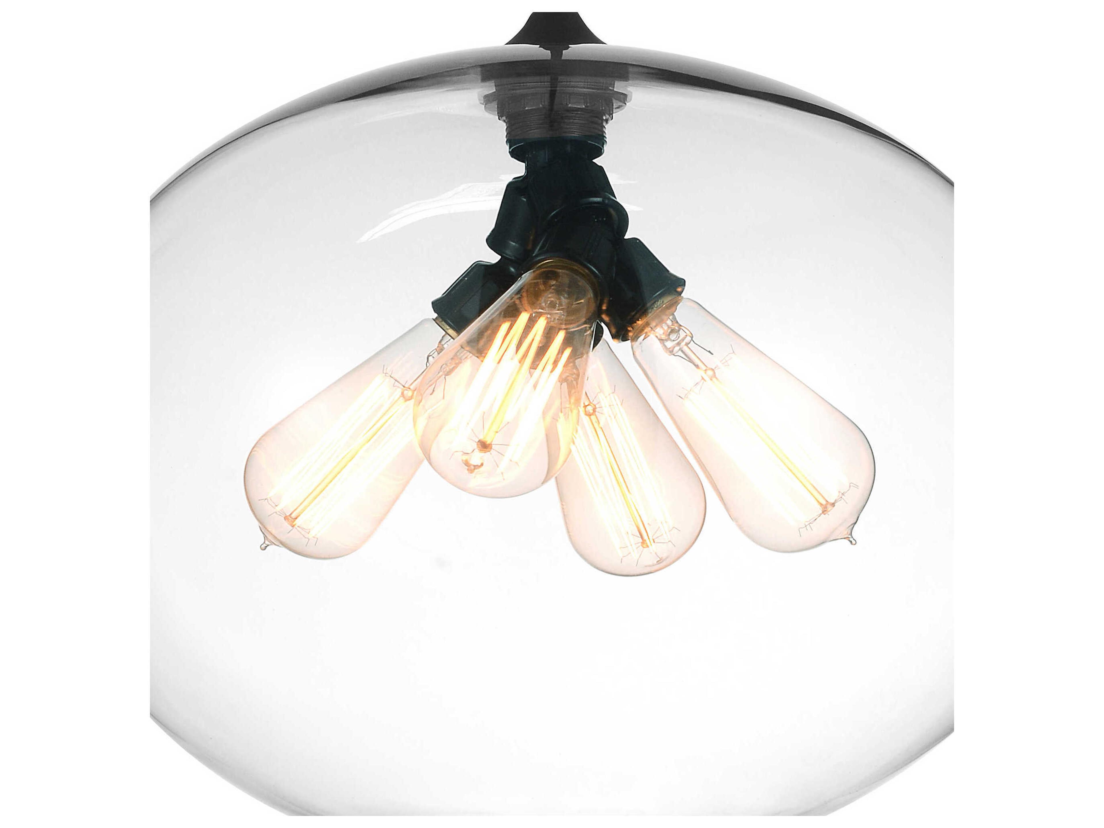 CWI Lighting Glass 4-Light Black Globe Pendant