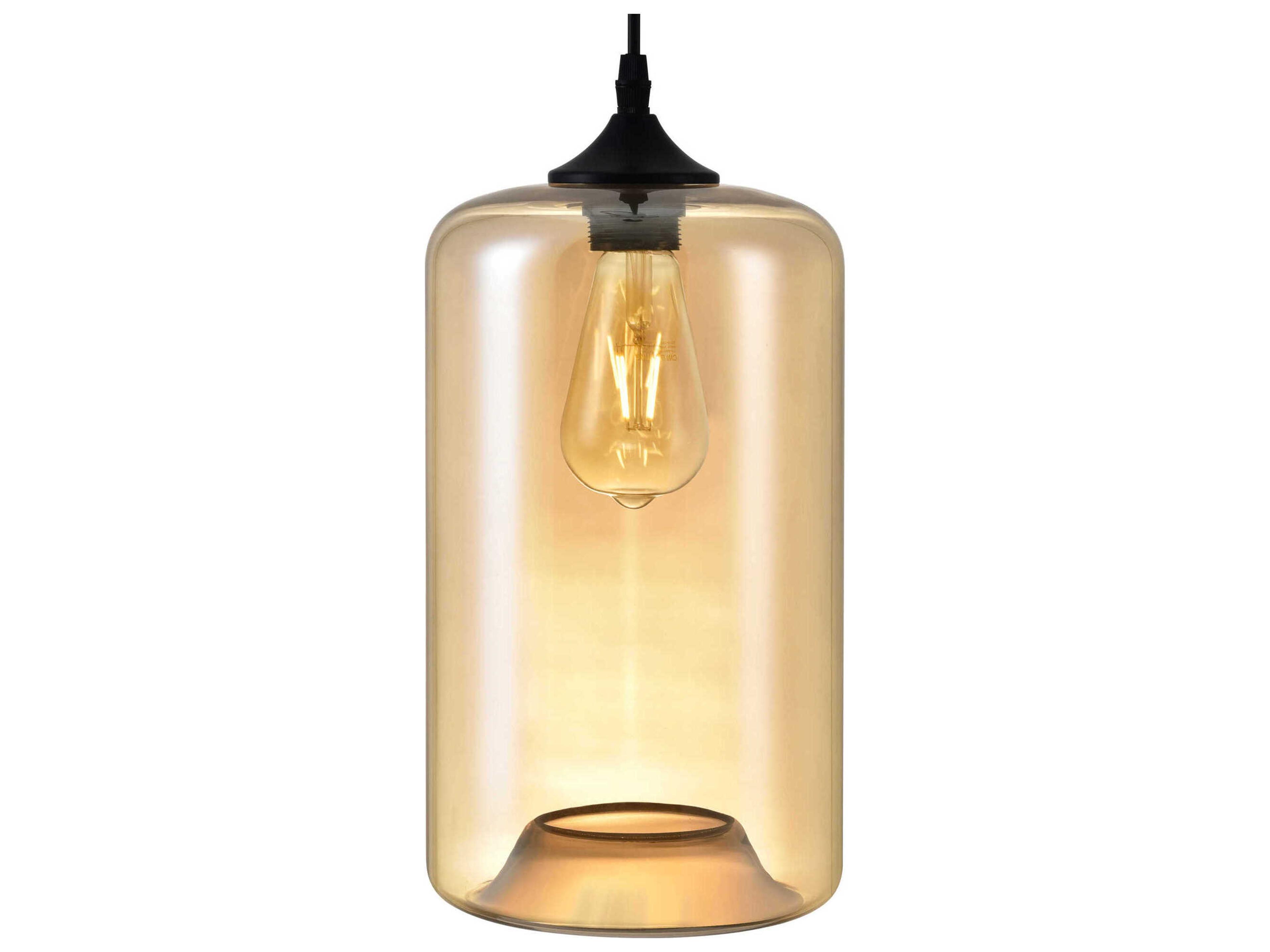 CWI Lighting Glass 1-Light Black Cylinder Mini Pendant