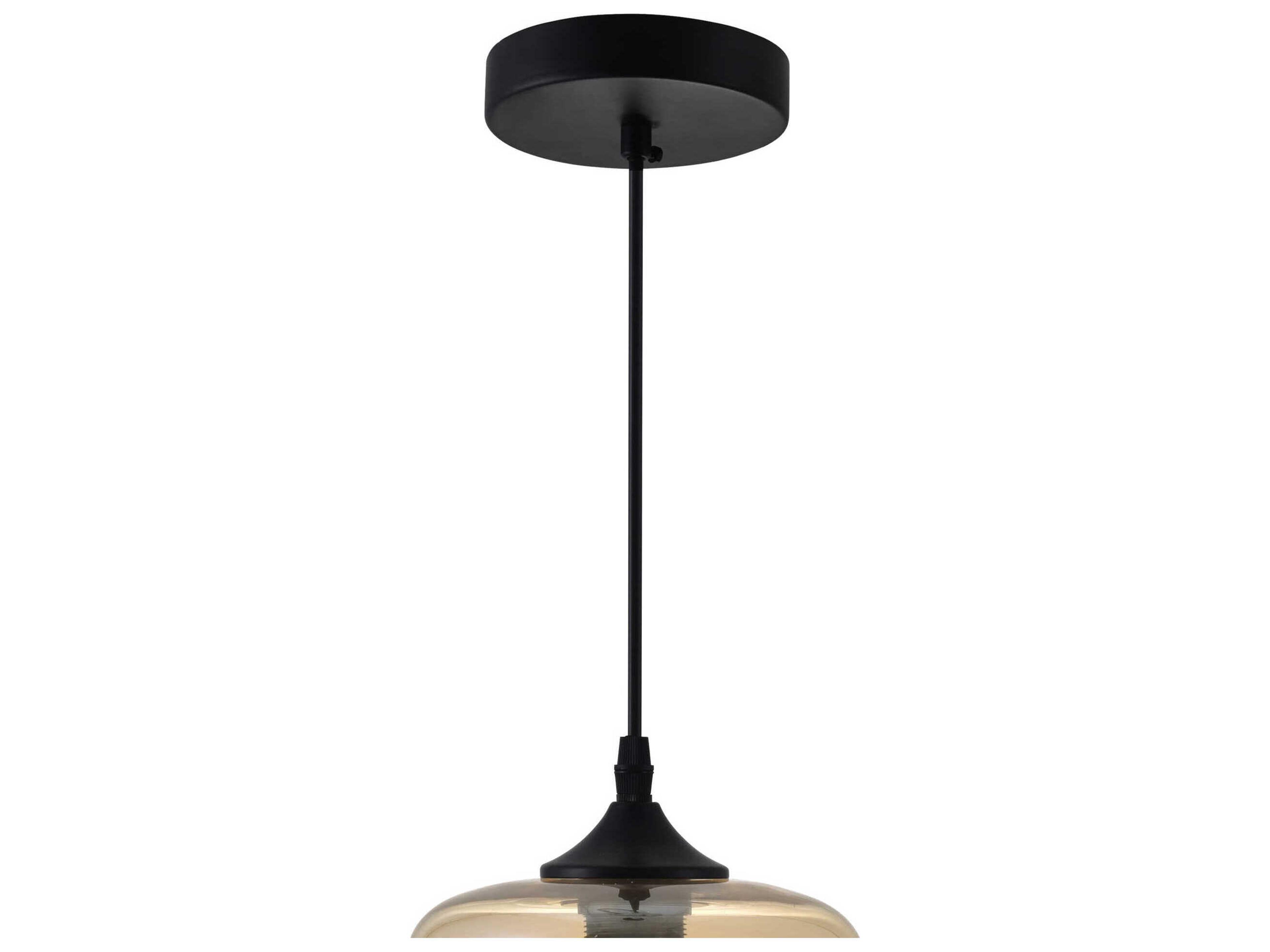 CWI Lighting Glass 1-Light Black Cylinder Mini Pendant