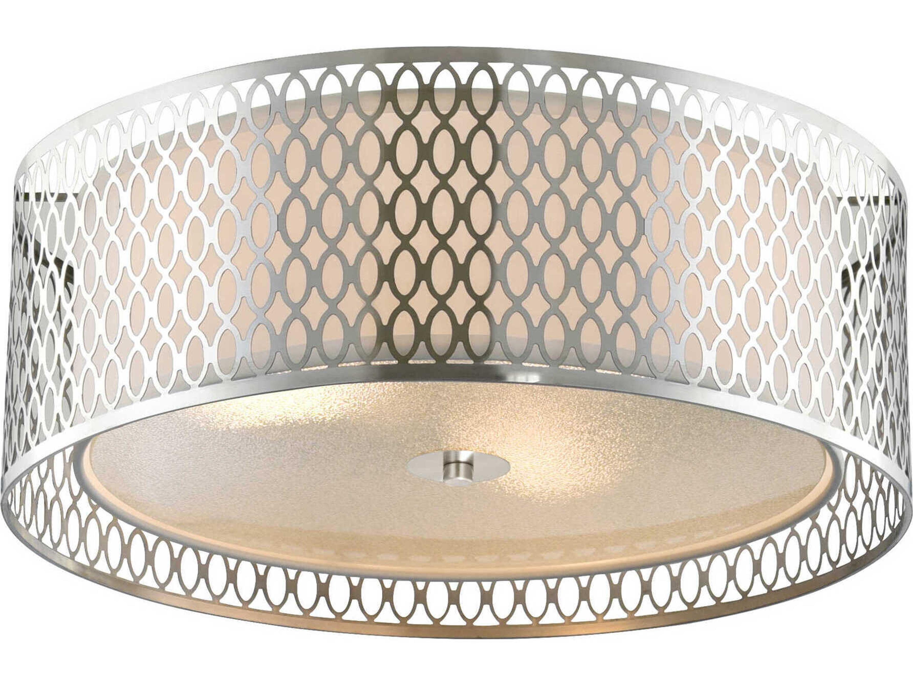 CWI Lighting Mikayla 3-Light Satin Nickel Drum Flush Mount