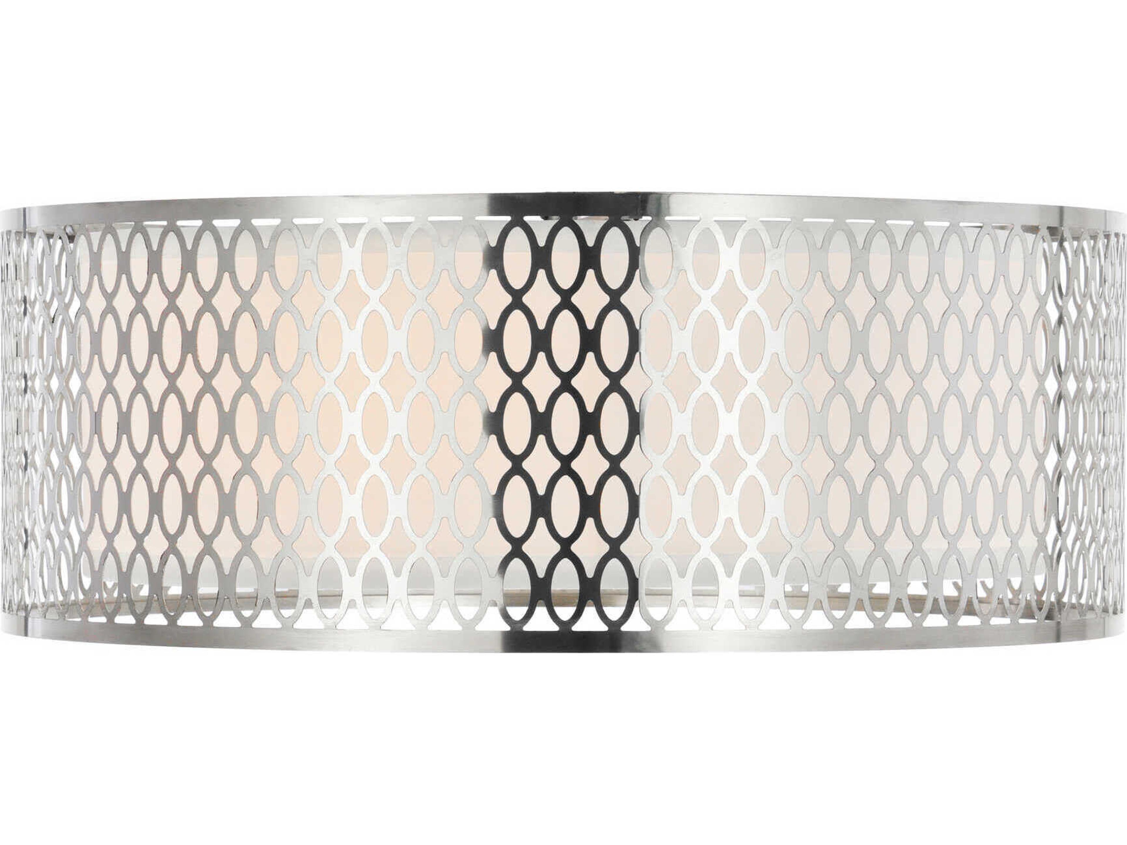 CWI Lighting Mikayla 3-Light Satin Nickel Drum Flush Mount