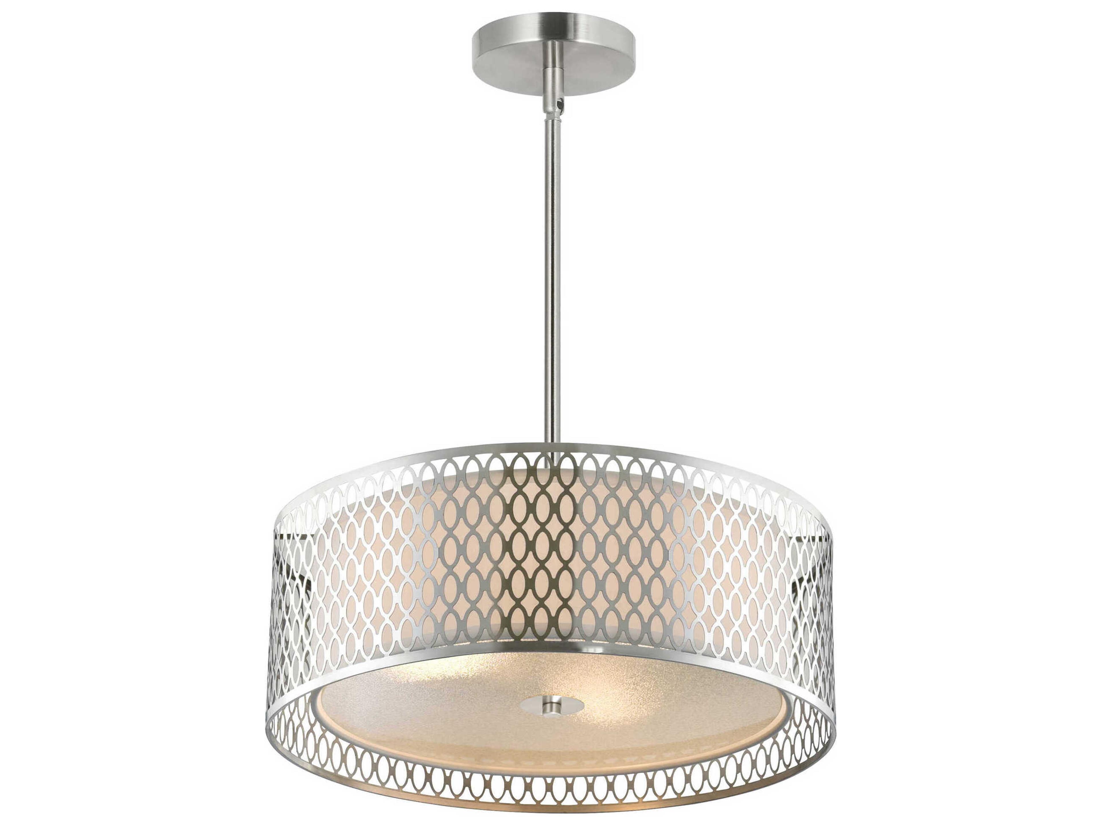 CWI Lighting Mikayla 3-Light Satin Nickel Drum Pendant