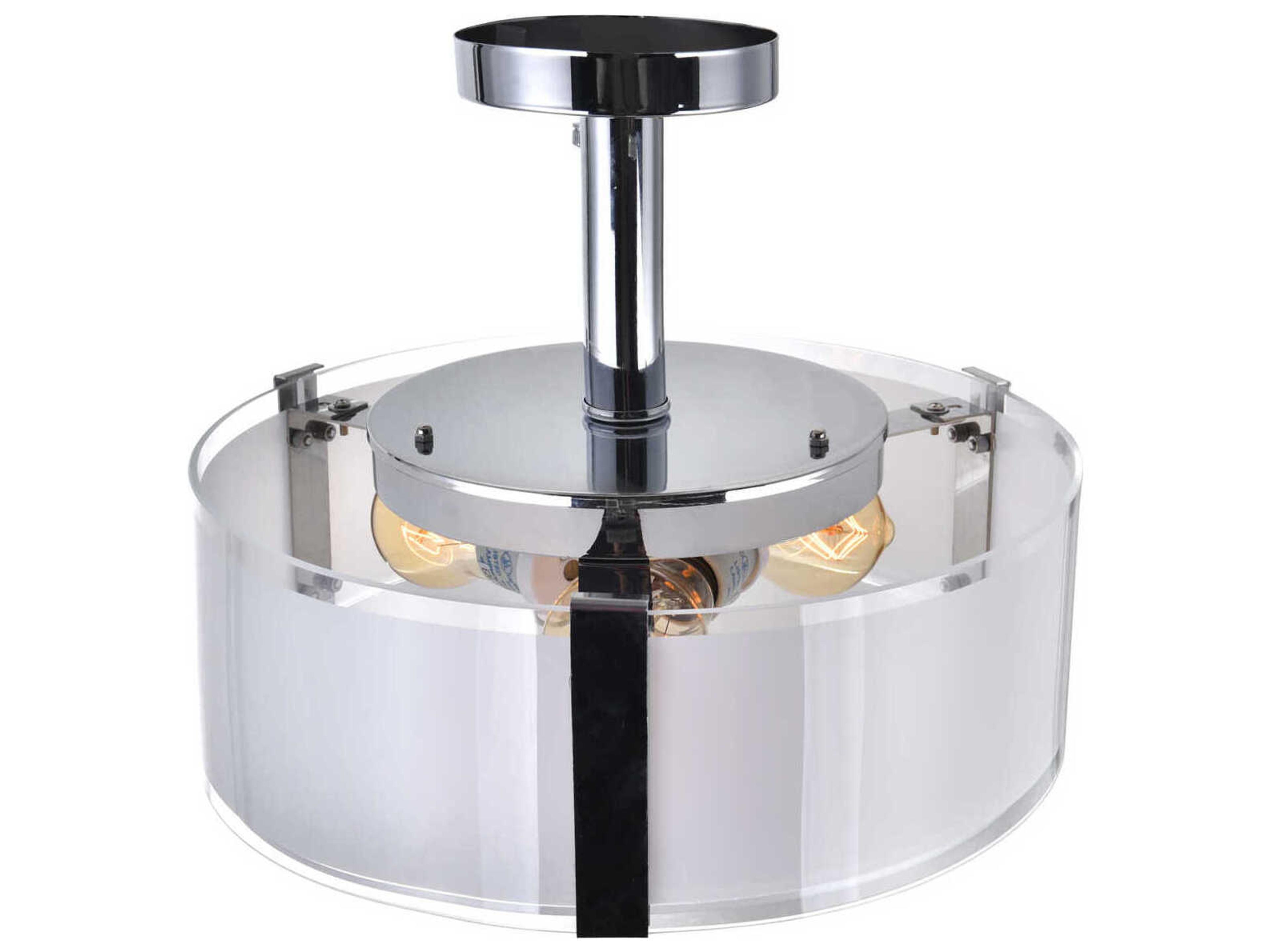 CWI Lighting Lucie 3-Light Chrome Drum Semi Flush Mount