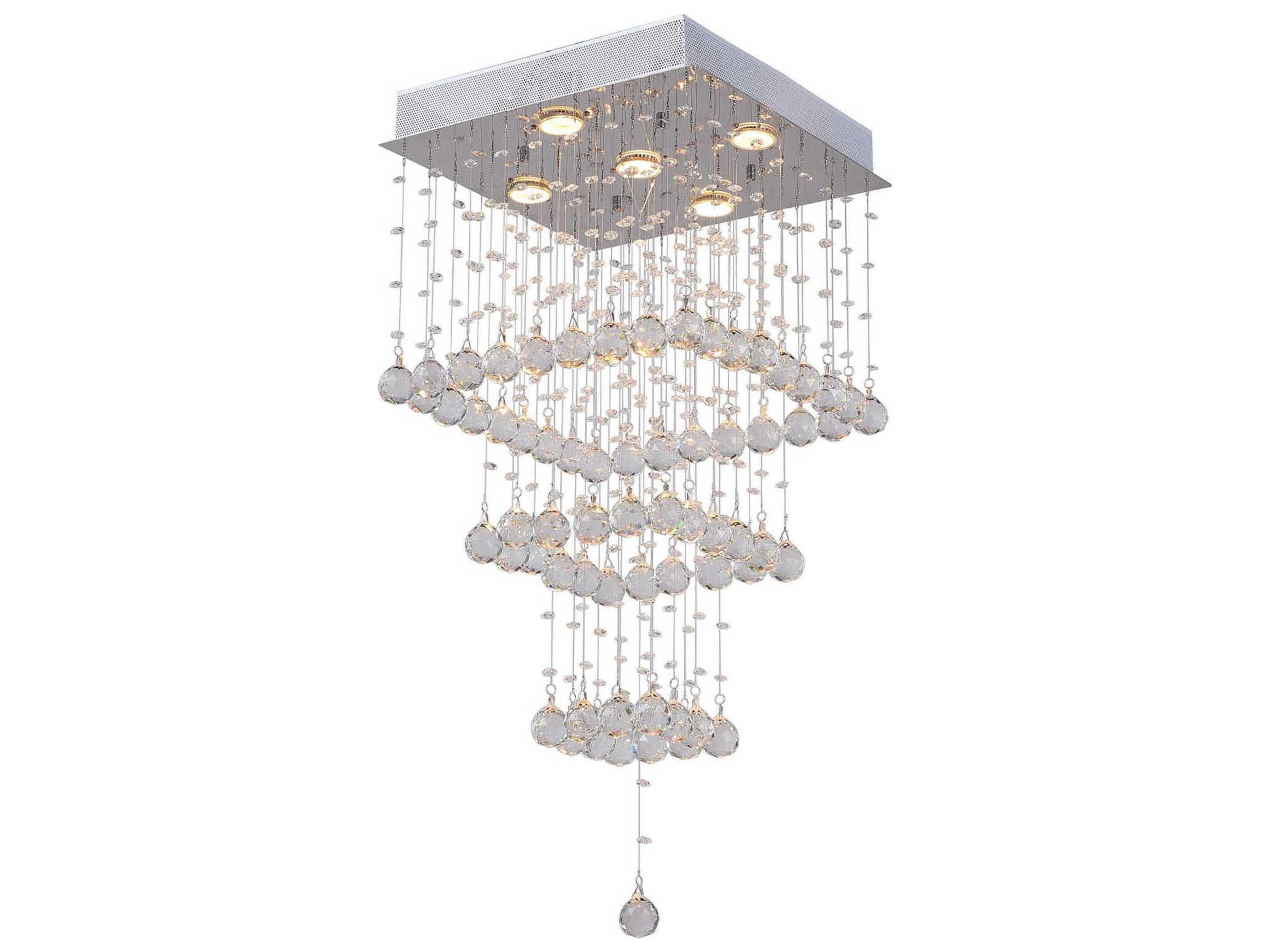 Square 5-Light Chrome Flush Mount