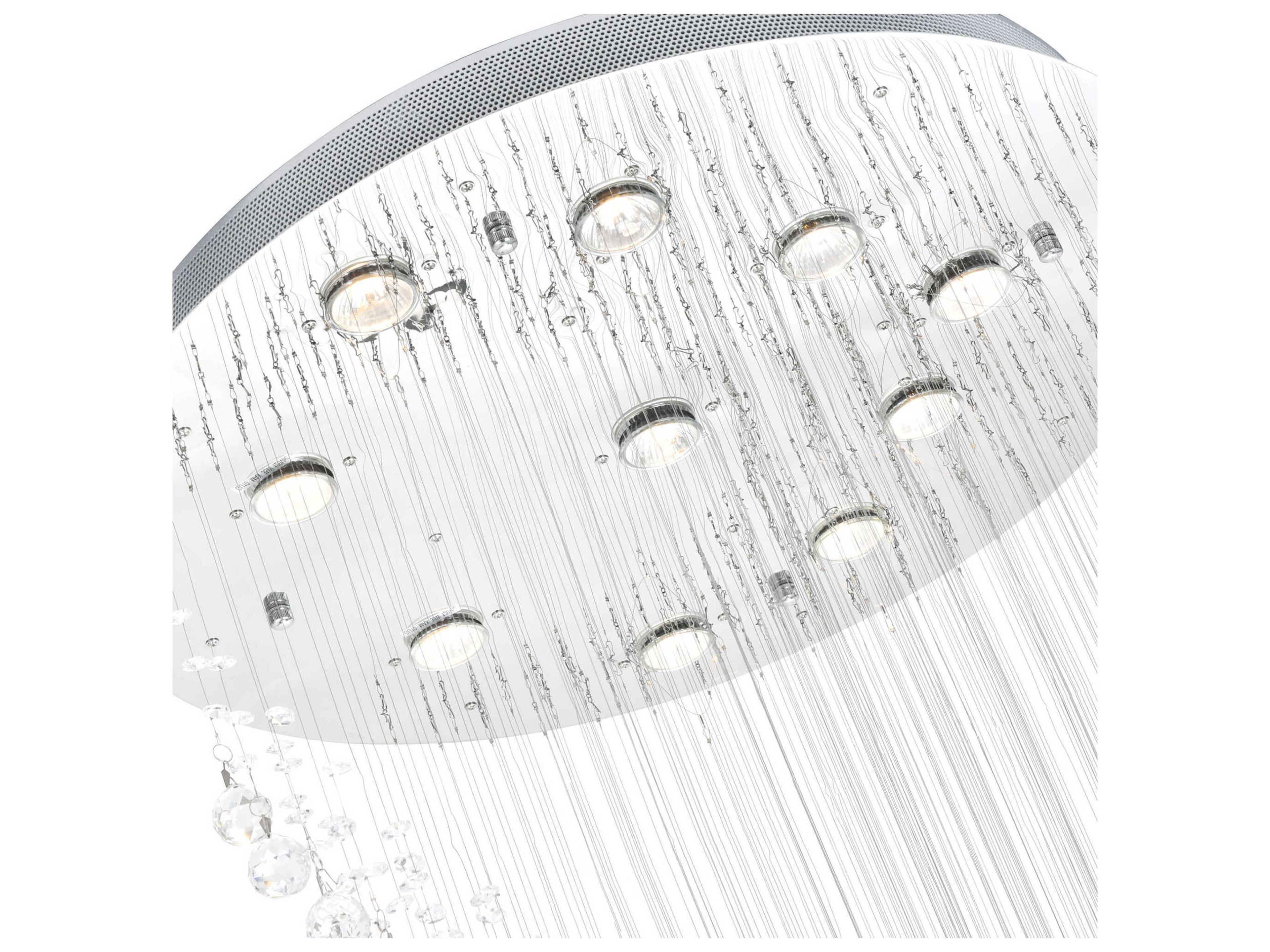 CWI Lighting Ribbon 10-Light Chrome Flush Mount