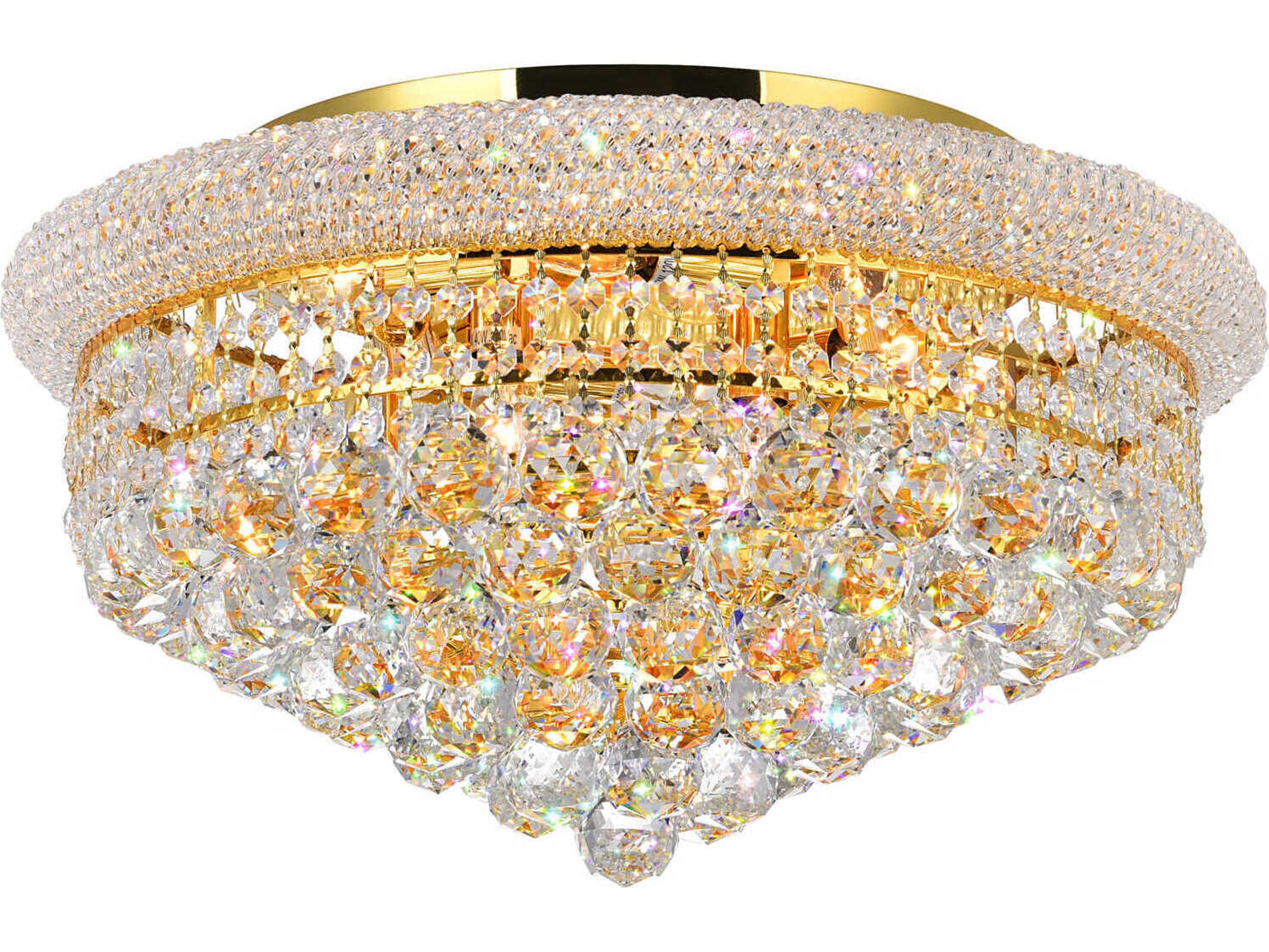 Empire 8-Light Flush Mount Gold Crystal Ceiling Light