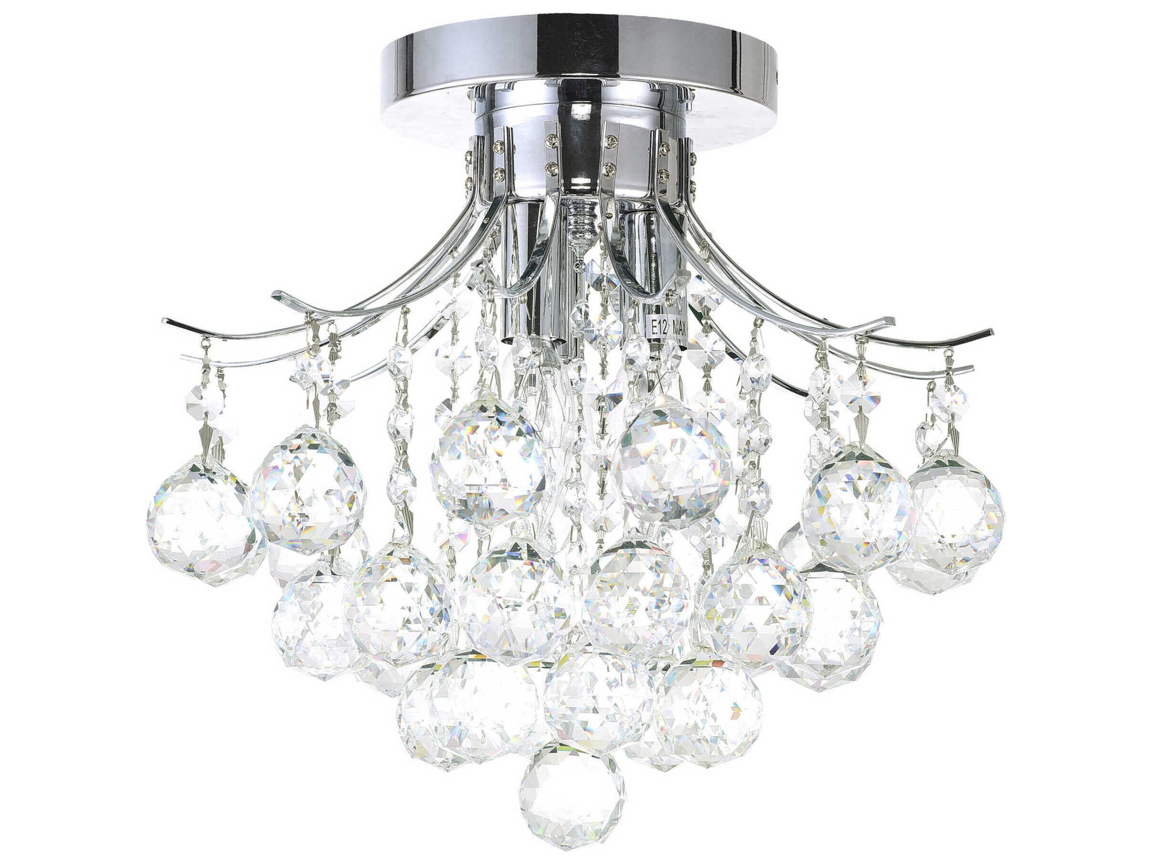 CWI Lighting Princess 3-Light Chrome Traditional Semi Flush Mount