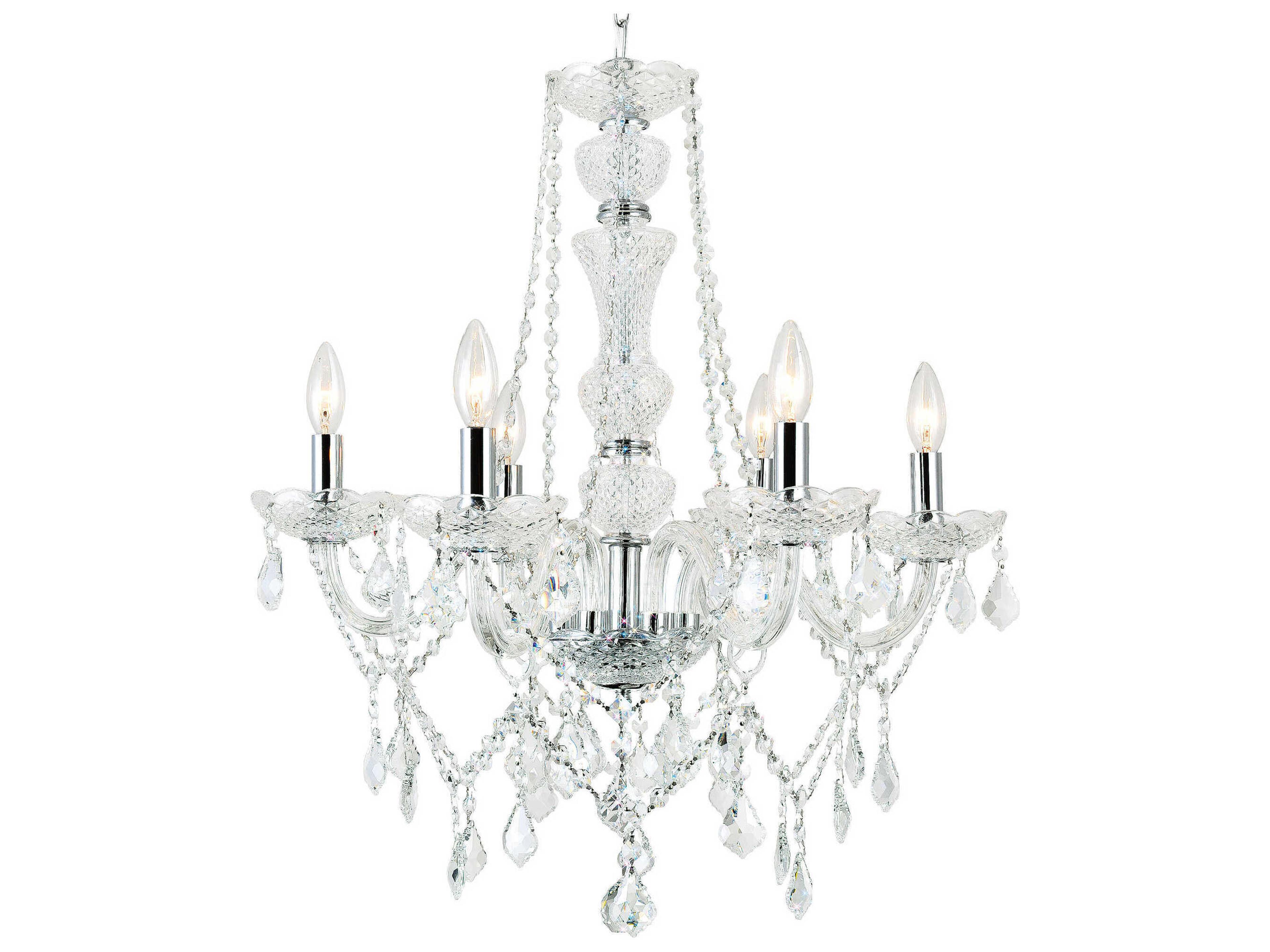 CWI Lighting Princeton 6-Light Chrome Traditional Candelabra Chandelier