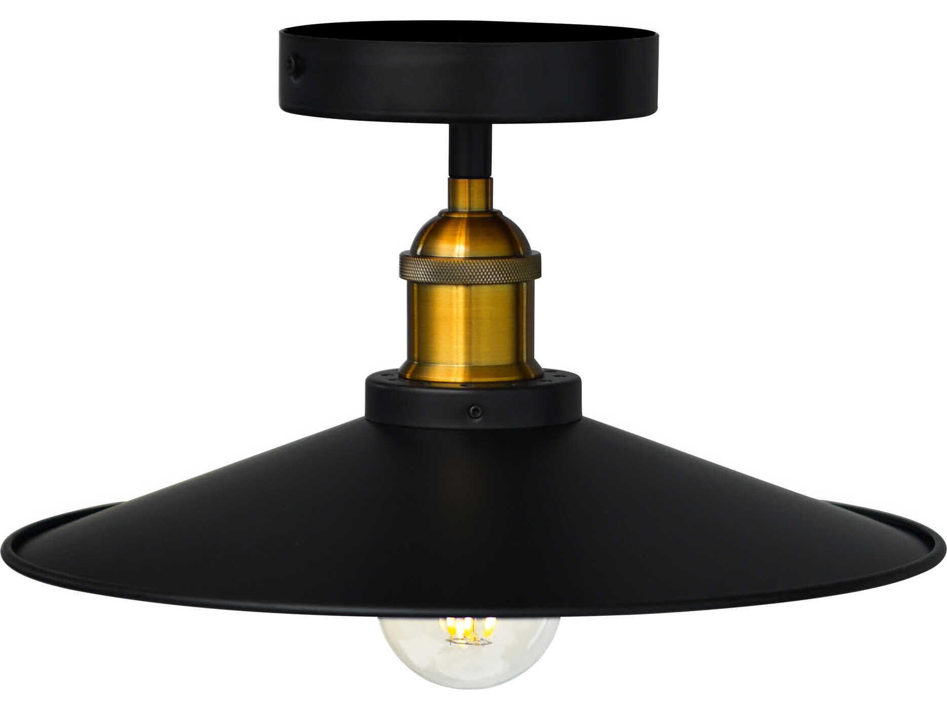 CWI Lighting Brave 1-Light Black Semi Flush Mount