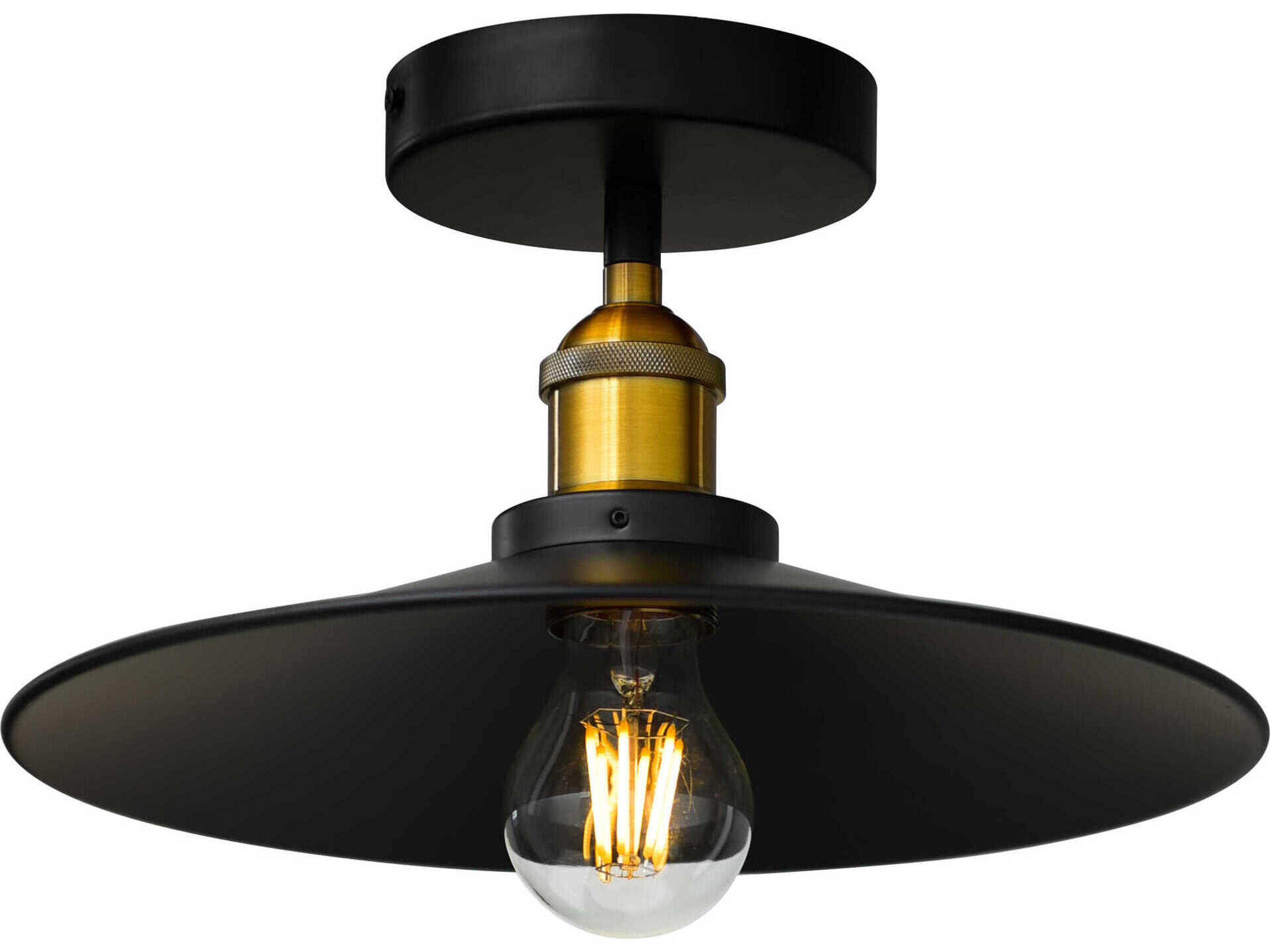 CWI Lighting Brave 1-Light Black Semi Flush Mount