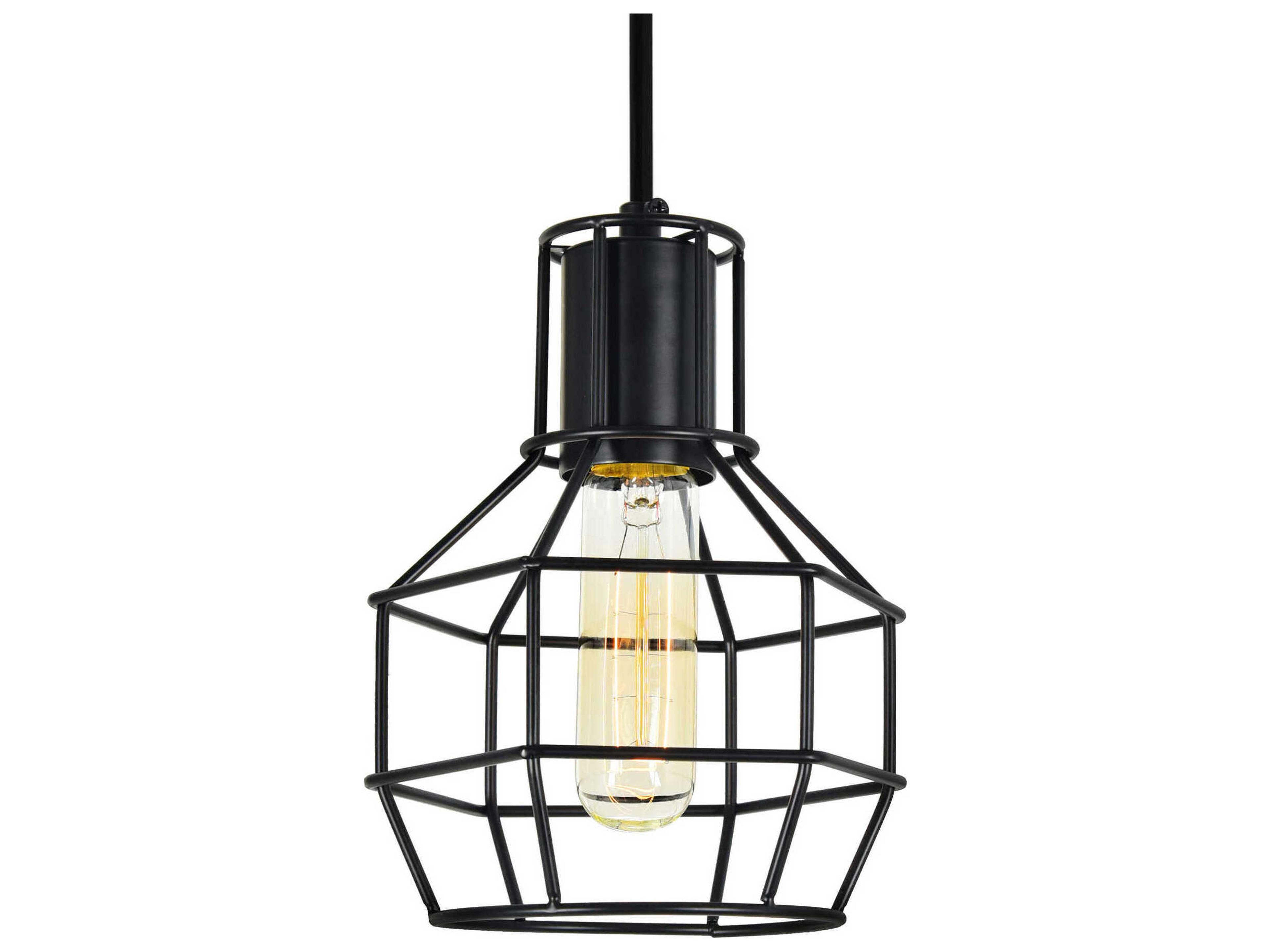 CWI Lighting Secure 1-Light Black Mini Pendant