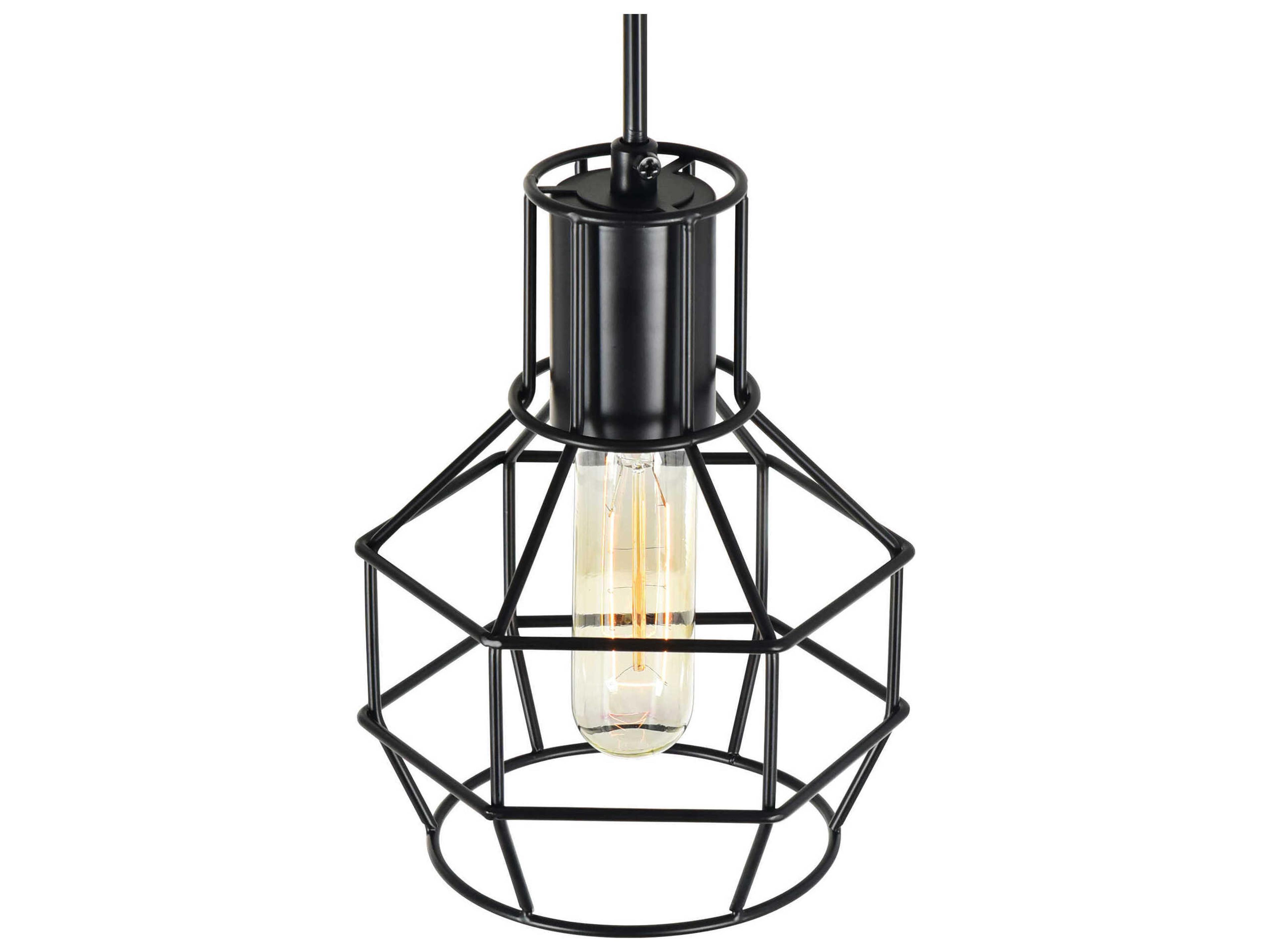 CWI Lighting Secure 1-Light Black Mini Pendant
