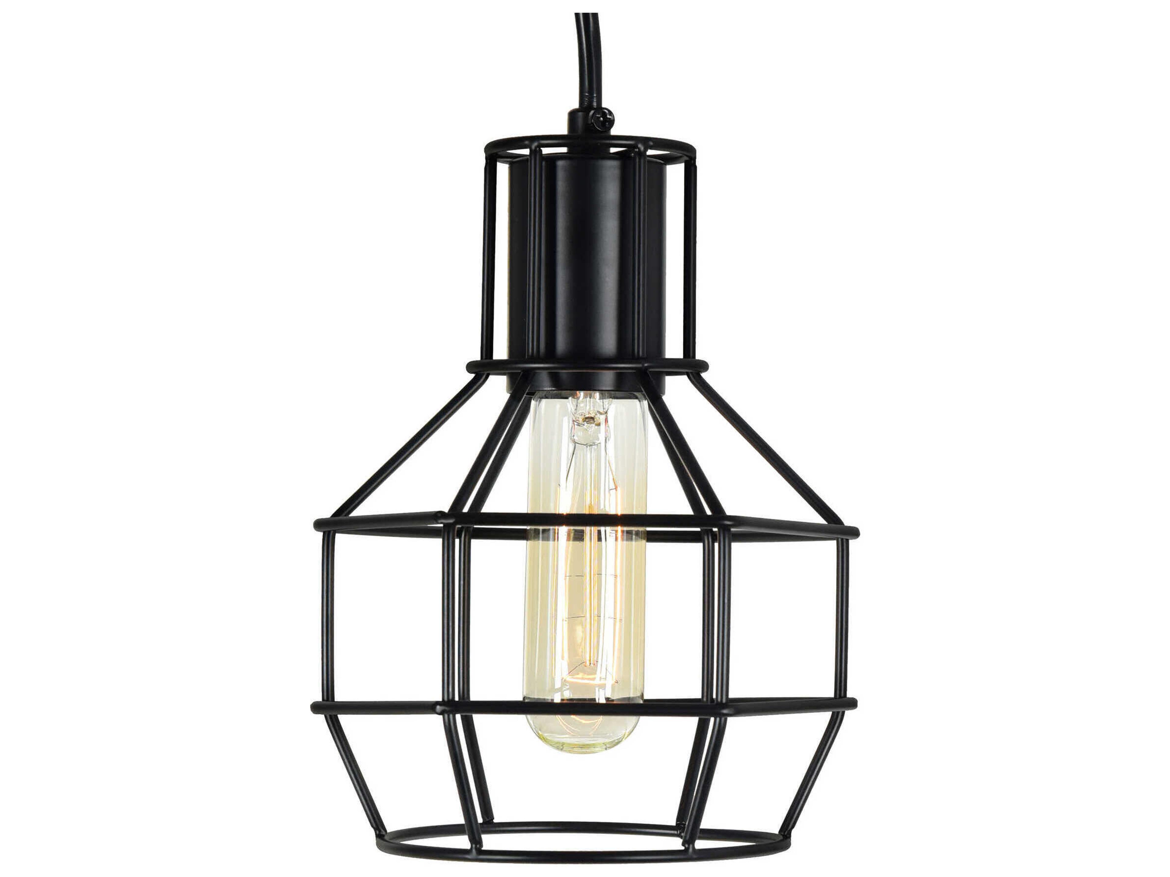 CWI Lighting Secure 1-Light Black Mini Pendant