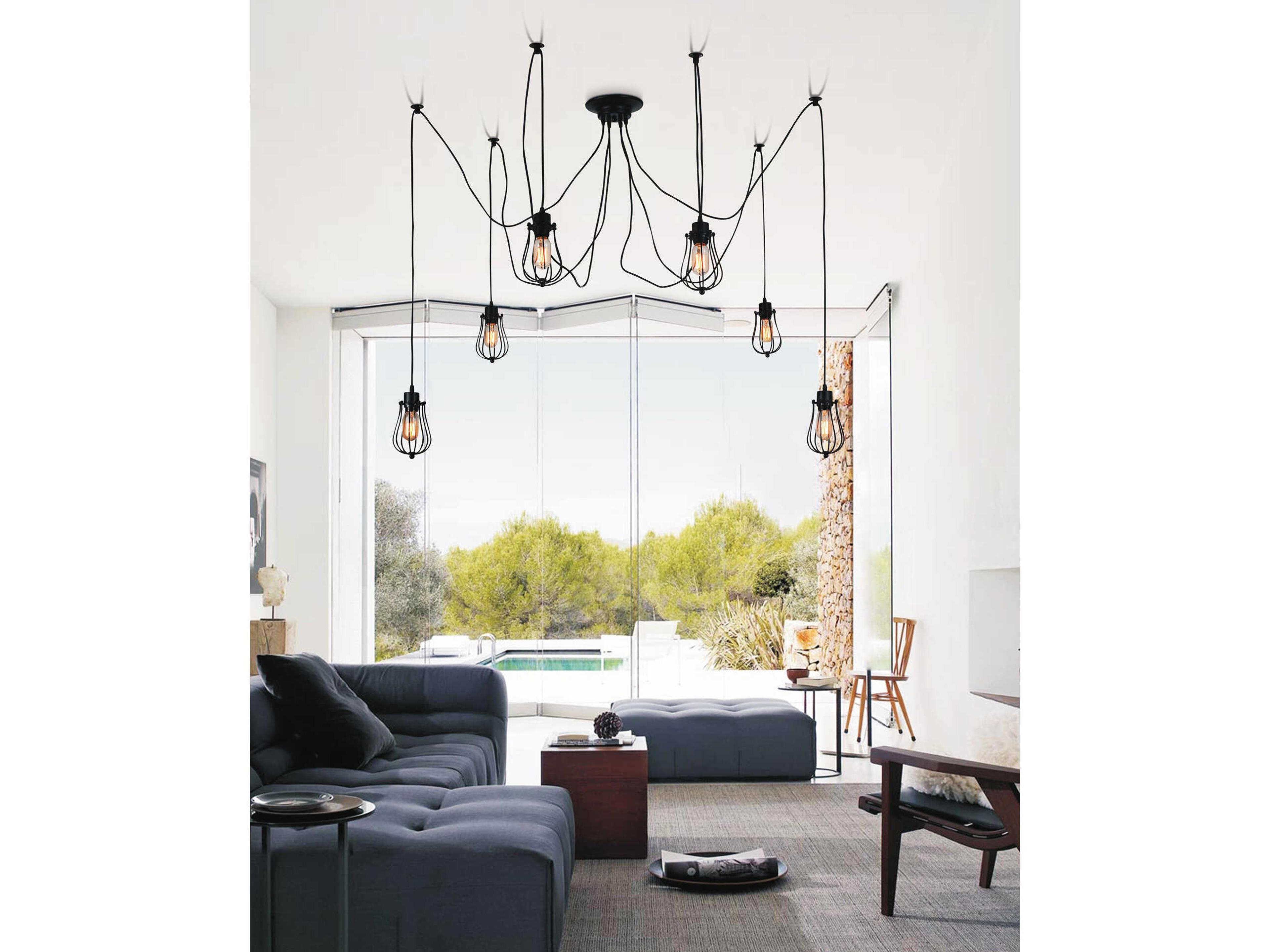 CWI Lighting Tomaso 6-Light Black Pendant